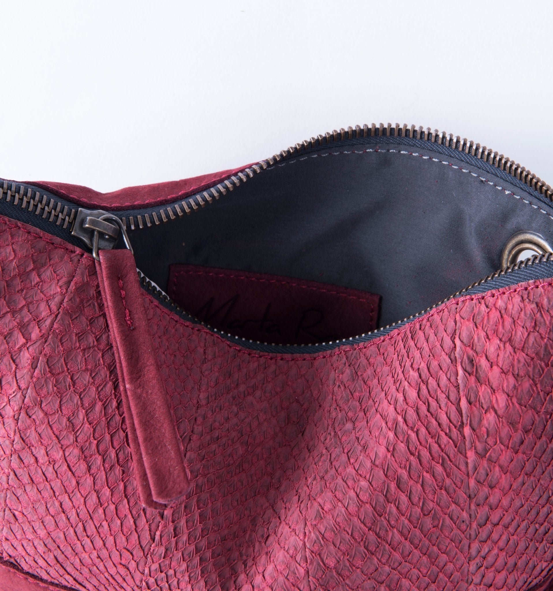Lulu salmone red+ long beach rubino - piattine a tracolla in pelle rossa - Marta Ray