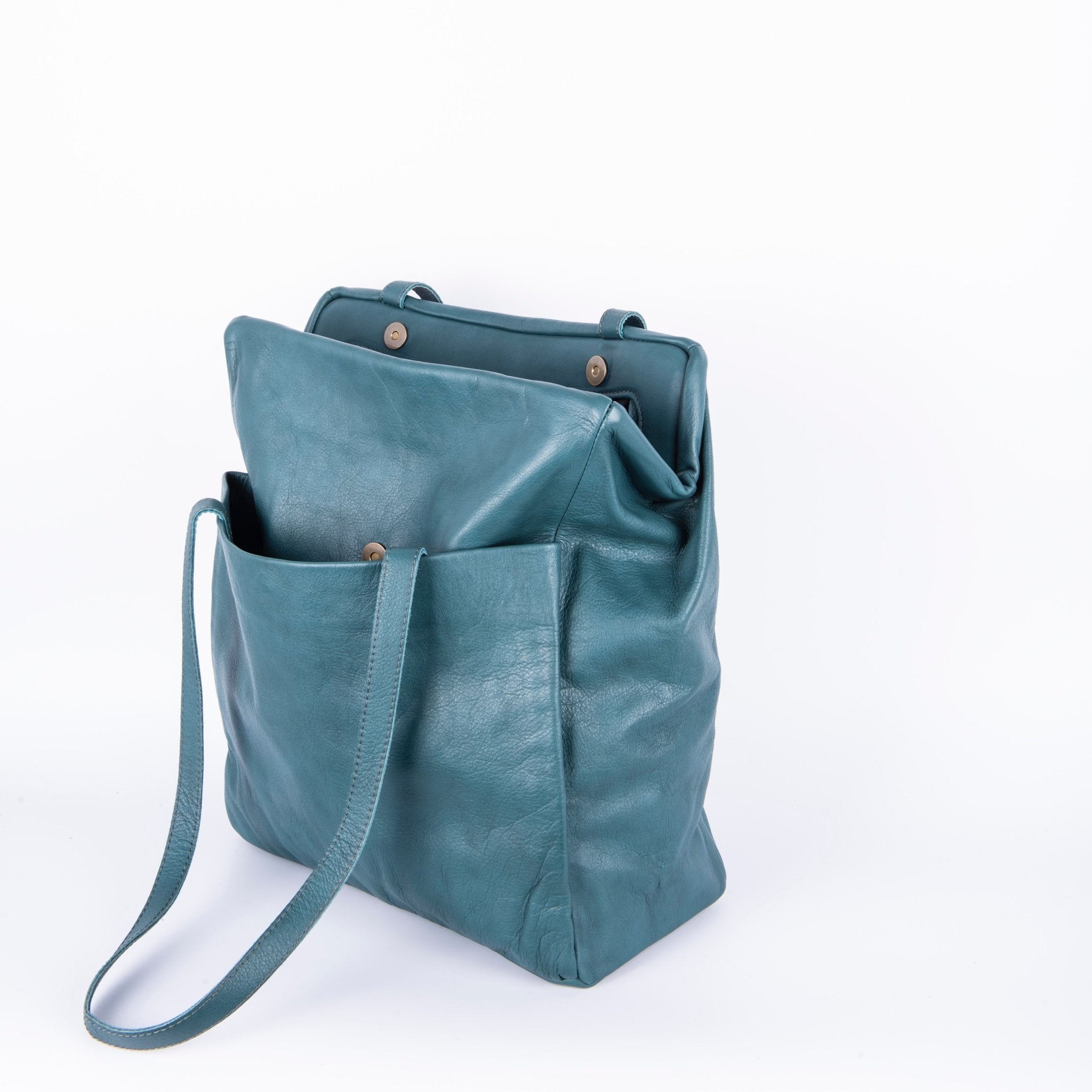 Maggie mousse ottanio - borsa a spalla grande in pelle verde - Marta Ray