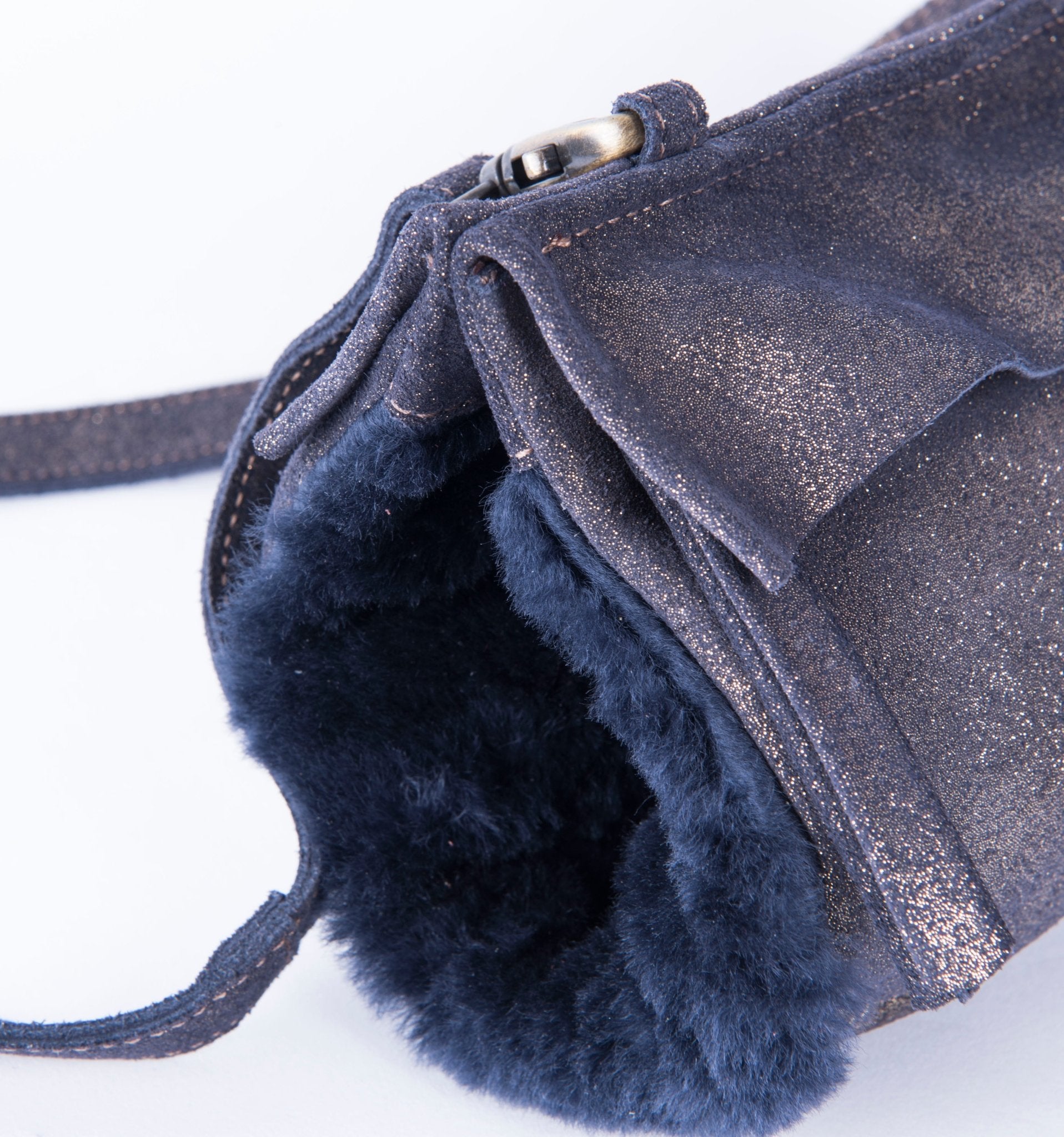 Malika montone + velstar blu - borsa manicotto a tracolla in montone blu - Marta Ray
