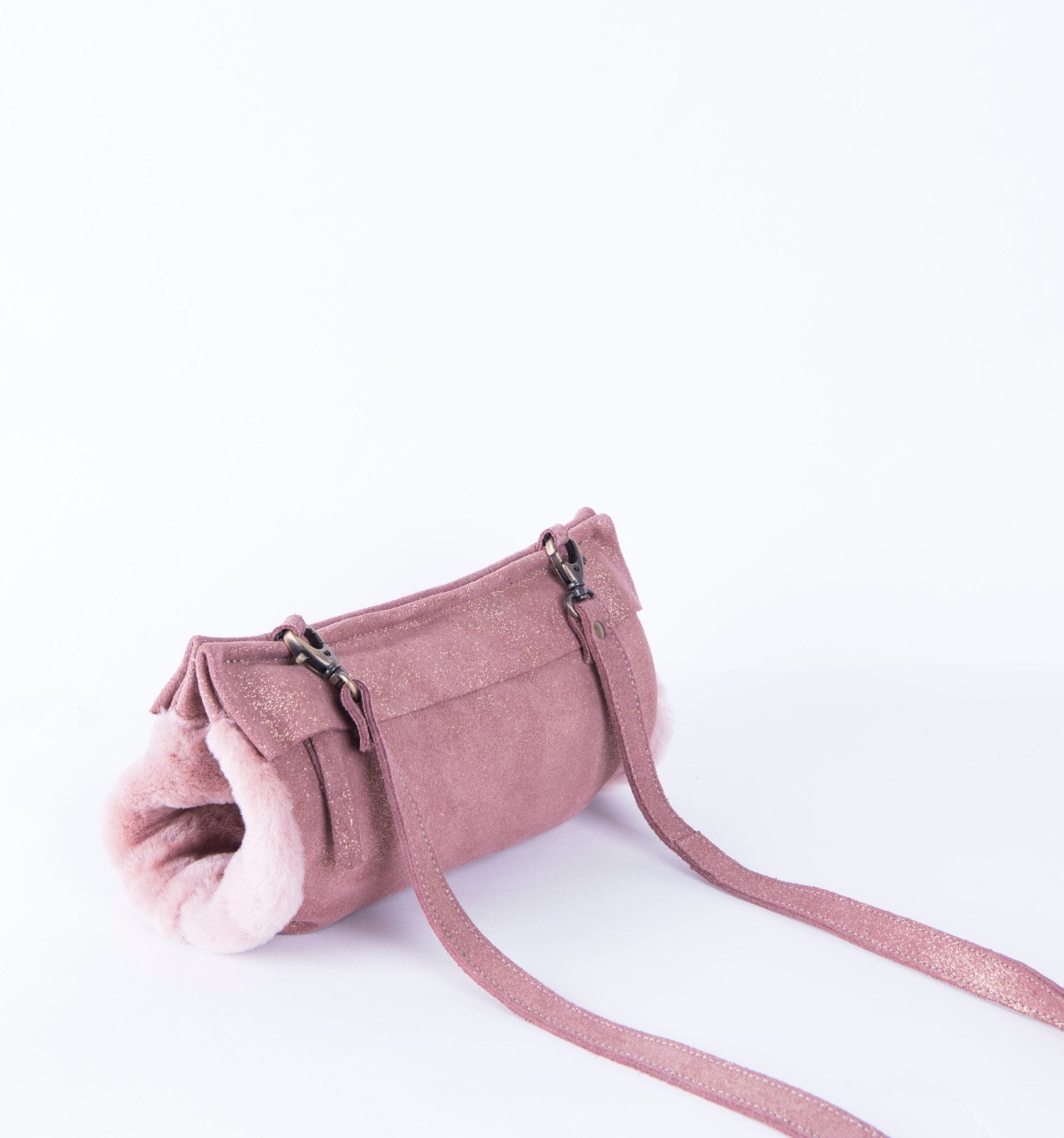 Malika montone + velstar confetto - borsa manicotto a tracolla in montone rosa - Marta Ray