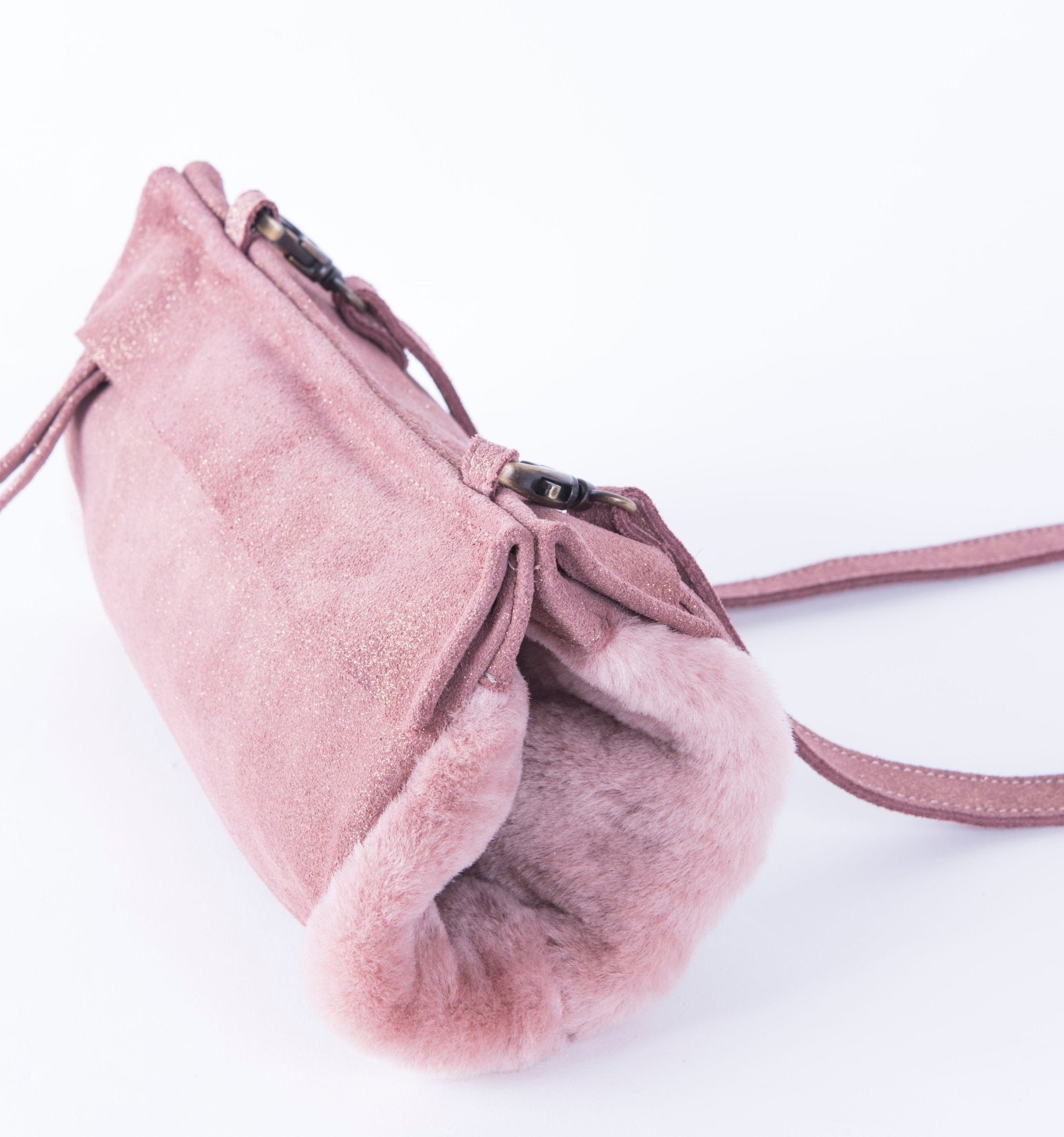 Malika montone + velstar confetto - borsa manicotto a tracolla in montone rosa - Marta Ray