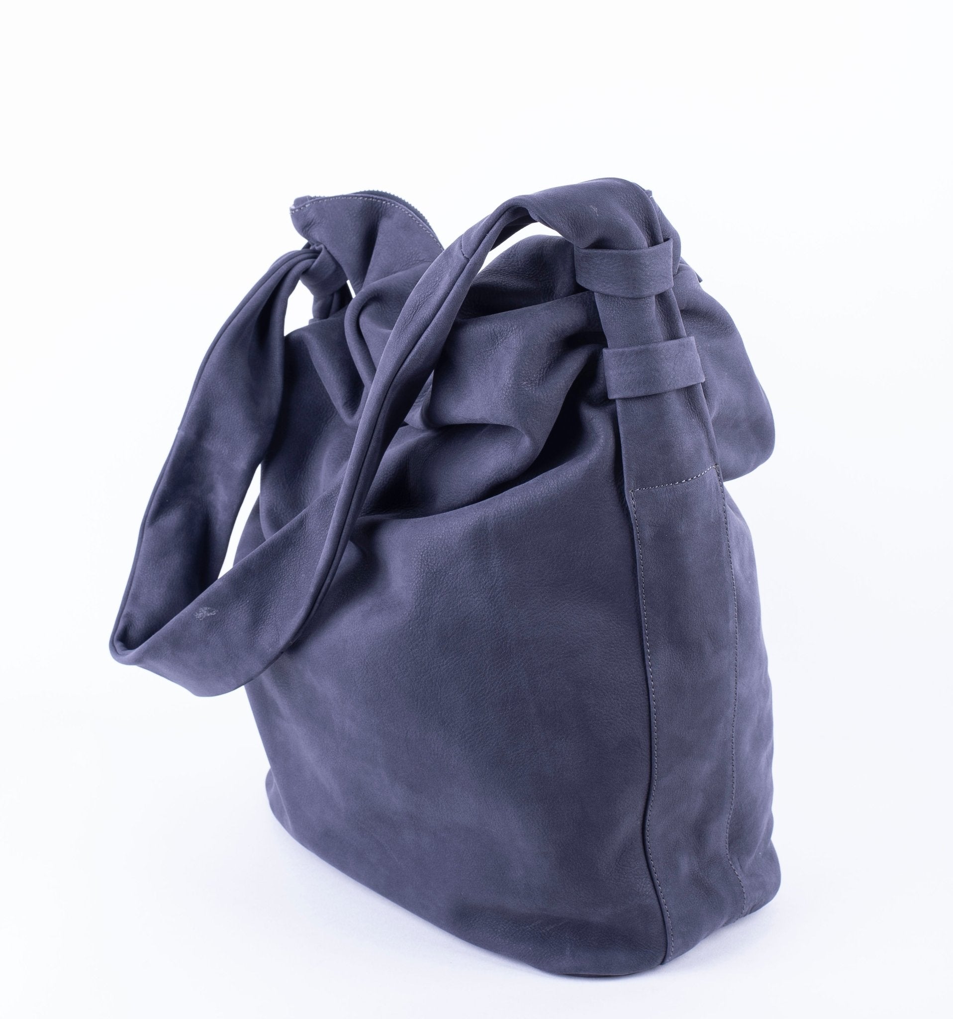 Mandy long beach luna blu - borsa morbida a tracolla in pelle scamosciata blu - Marta Ray