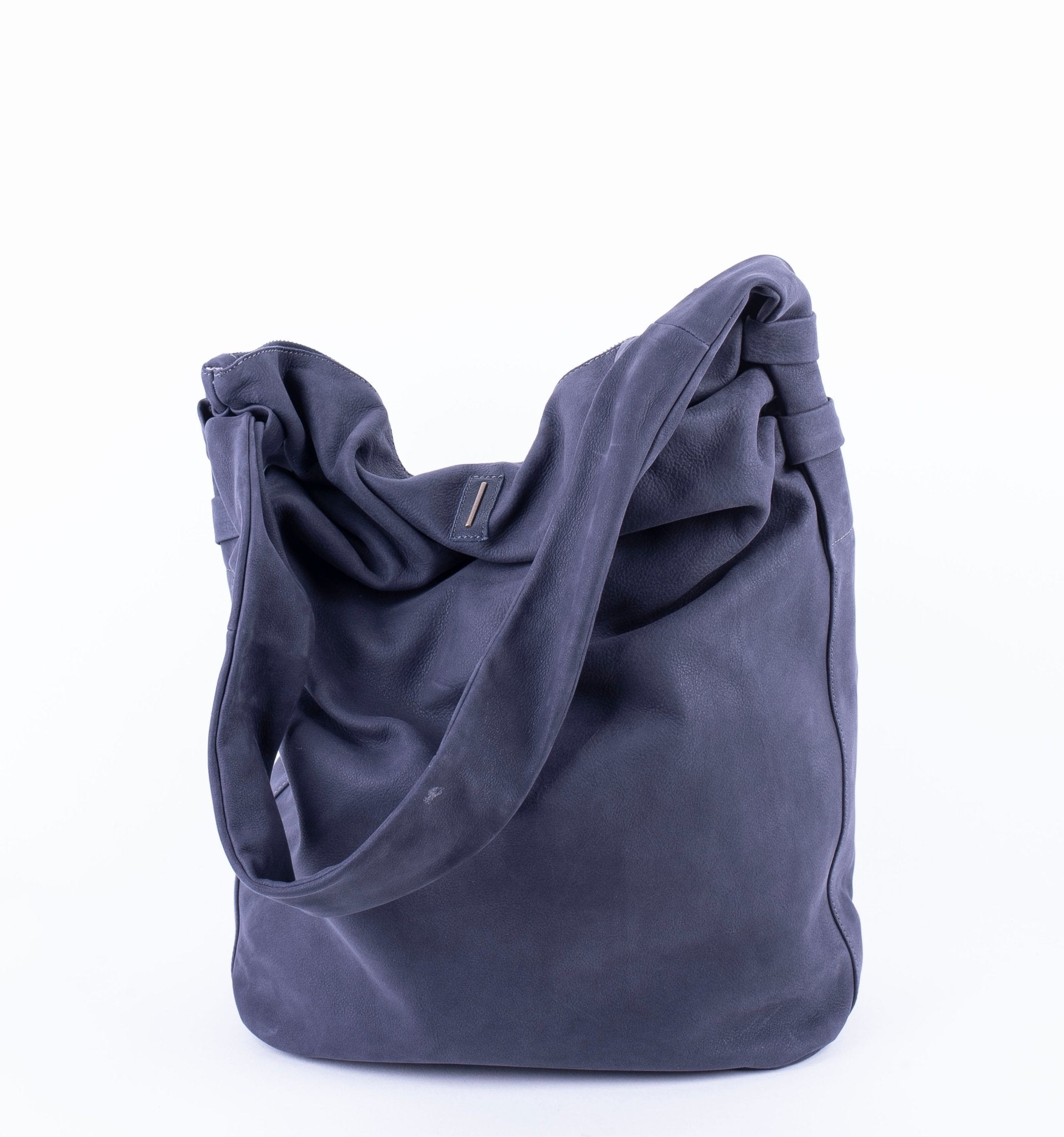 Mandy long beach luna blu - borsa morbida a tracolla in pelle scamosciata blu - Marta Ray