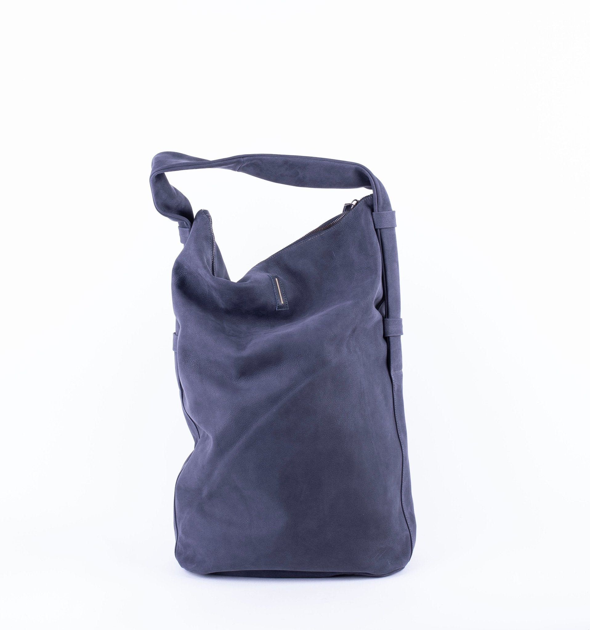 Mandy long beach luna blu - borsa morbida a tracolla in pelle scamosciata blu - Marta Ray