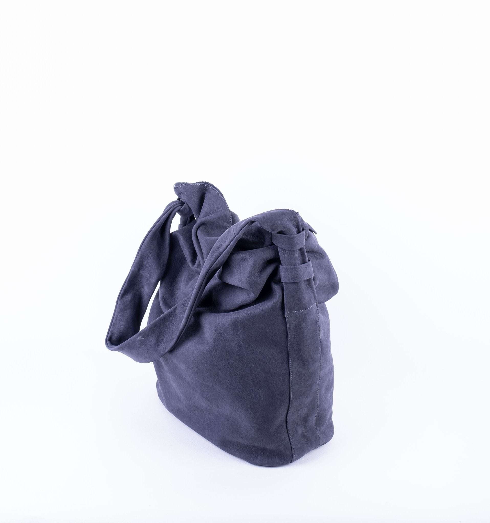 Mandy long beach luna blu - borsa morbida a tracolla in pelle scamosciata blu - Marta Ray