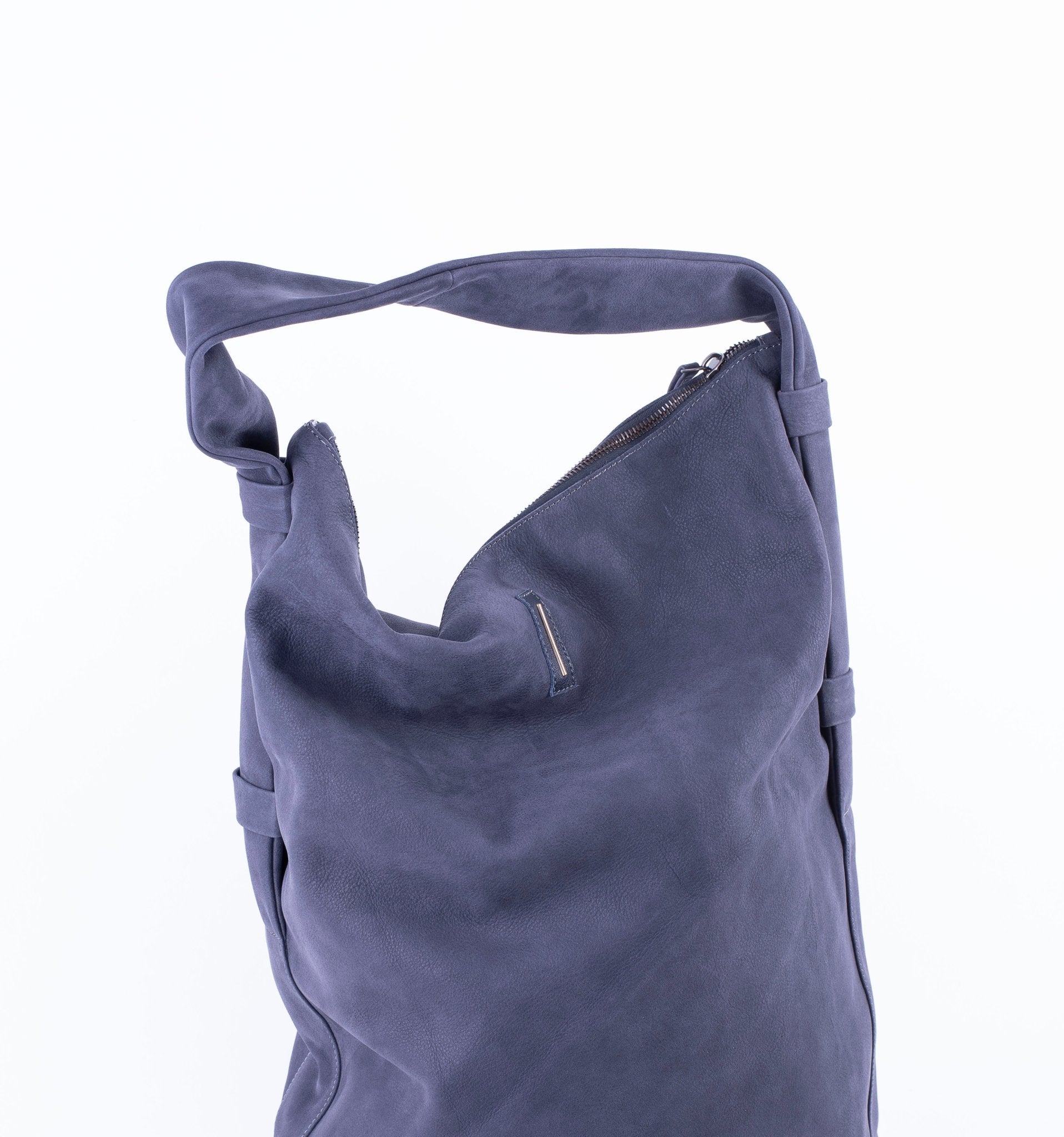 Mandy long beach luna blu - borsa morbida a tracolla in pelle scamosciata blu - Marta Ray
