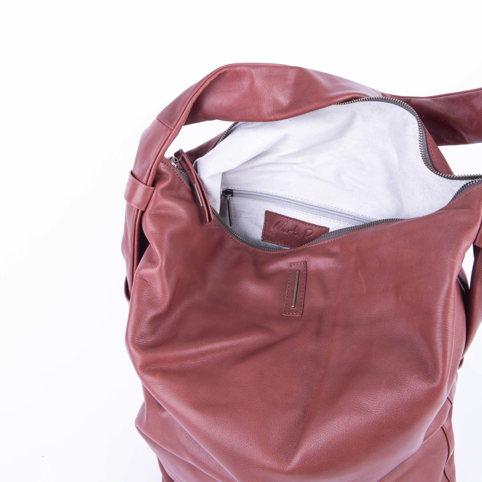 Mandy mousse cuoio inglese - morbida borsa a tracolla in pelle marrone - Marta Ray