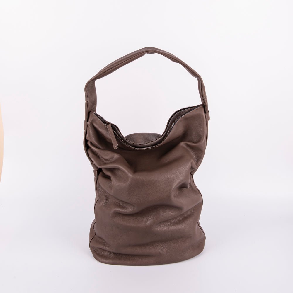 Mandy mousse smog - morbida borsa a tracolla in pelle grigia - Marta Ray