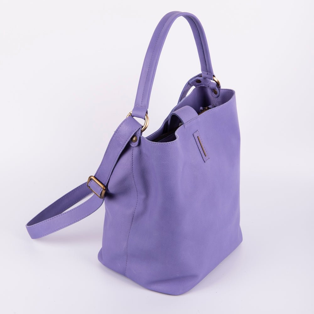 Minsk amalfi glicine - borsa a spalla e tracolla in pelle morbida blu - Marta Ray