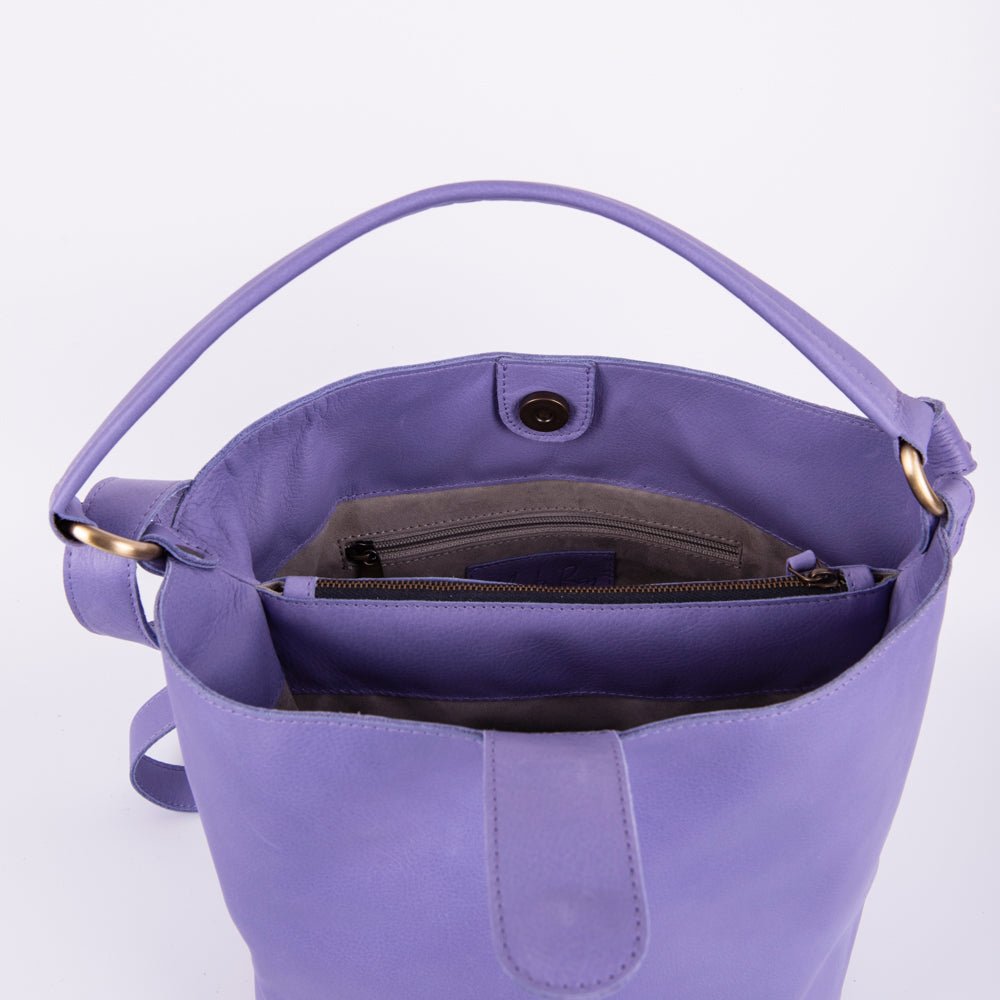 Minsk amalfi glicine - borsa a spalla e tracolla in pelle morbida blu - Marta Ray