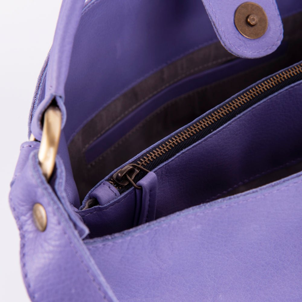 Minsk amalfi glicine - borsa a spalla e tracolla in pelle morbida blu - Marta Ray