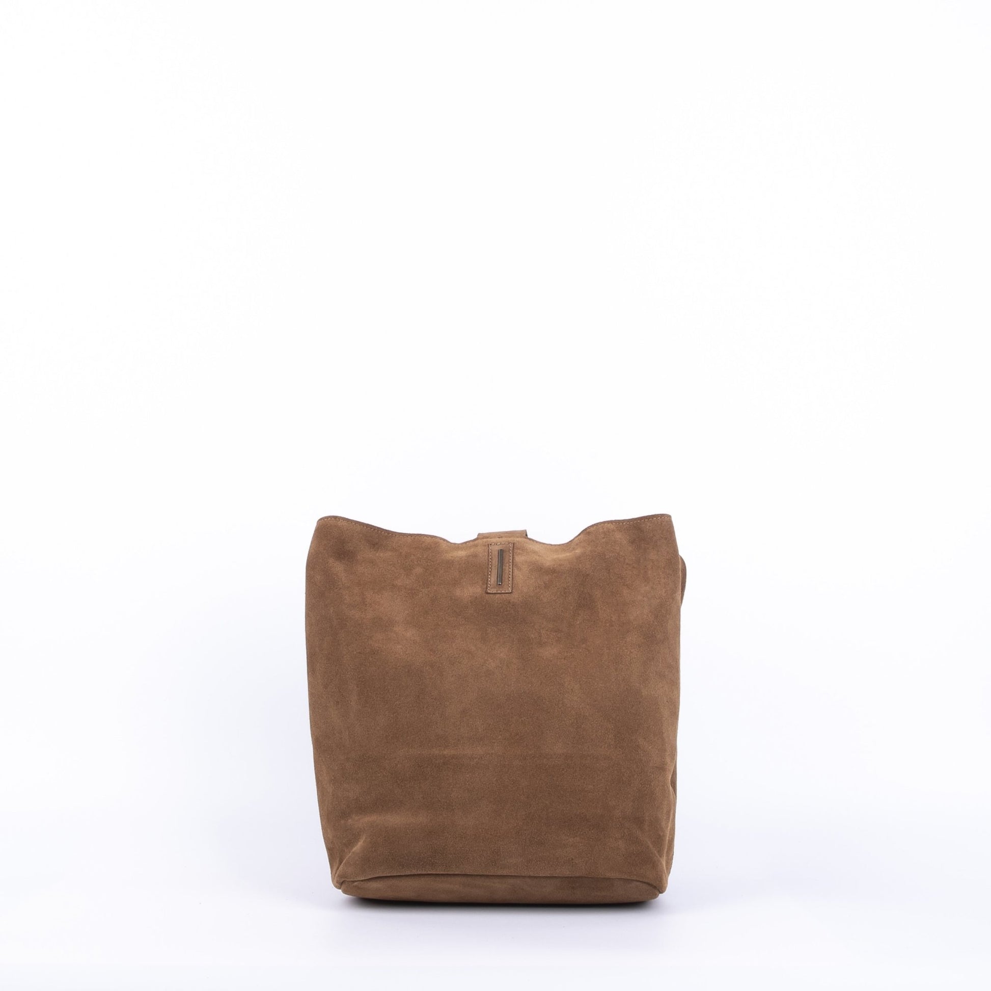 Minsk camoscio+nastro boho cuoio - borsa a spalla e tracolla morbida in pelle marrone - Marta Ray