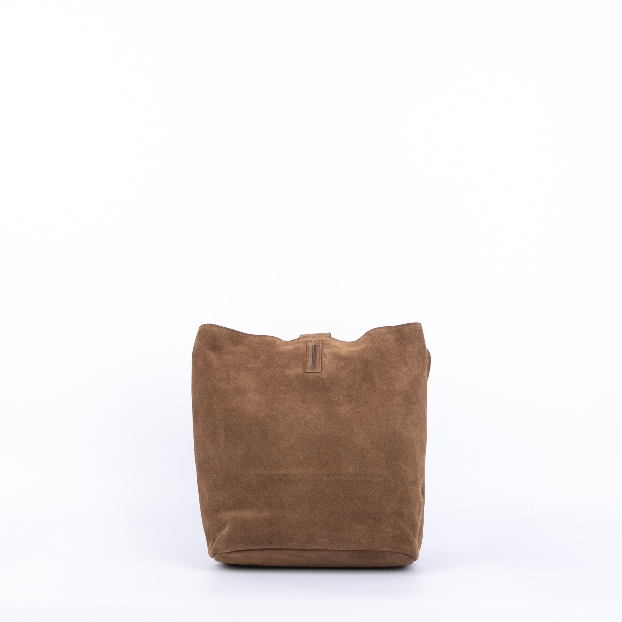 Minsk camoscio+nastro boho cuoio - borsa a spalla e tracolla morbida in pelle marrone - Marta Ray