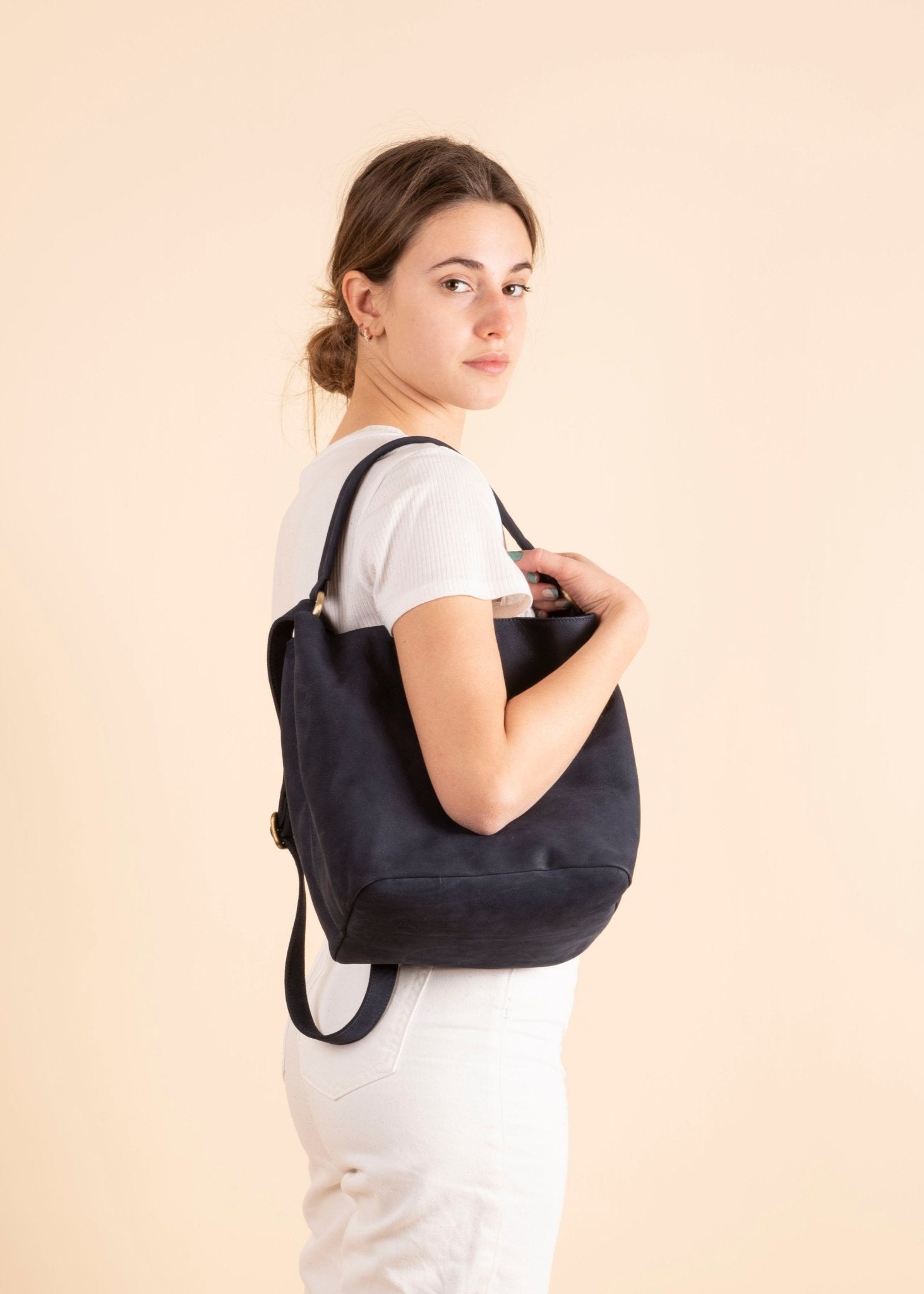 Minsk long beach notte - borsa a spalla e tracolla morbida in pelle blu - Marta Ray