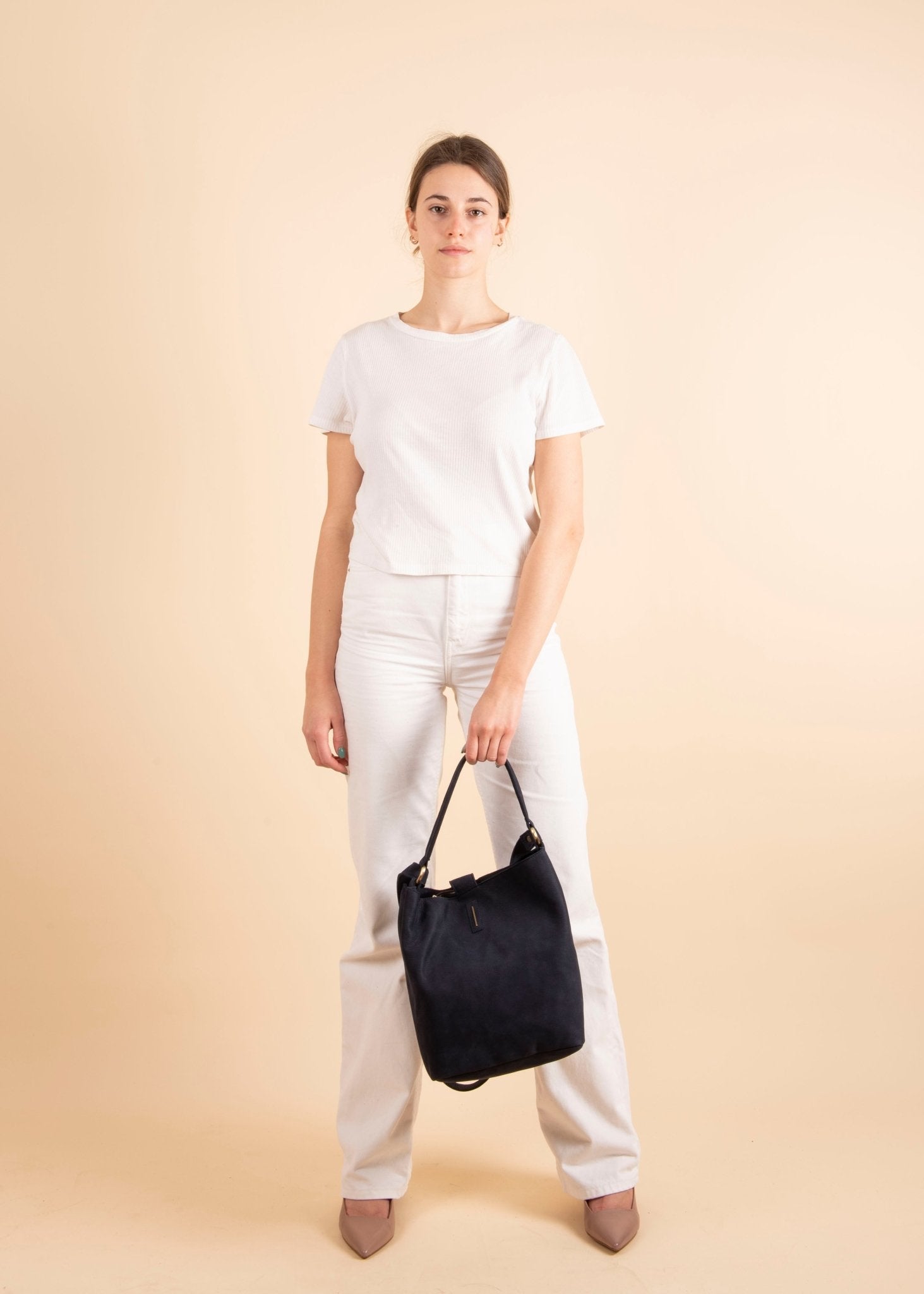 Minsk long beach notte - borsa a spalla e tracolla morbida in pelle blu - Marta Ray