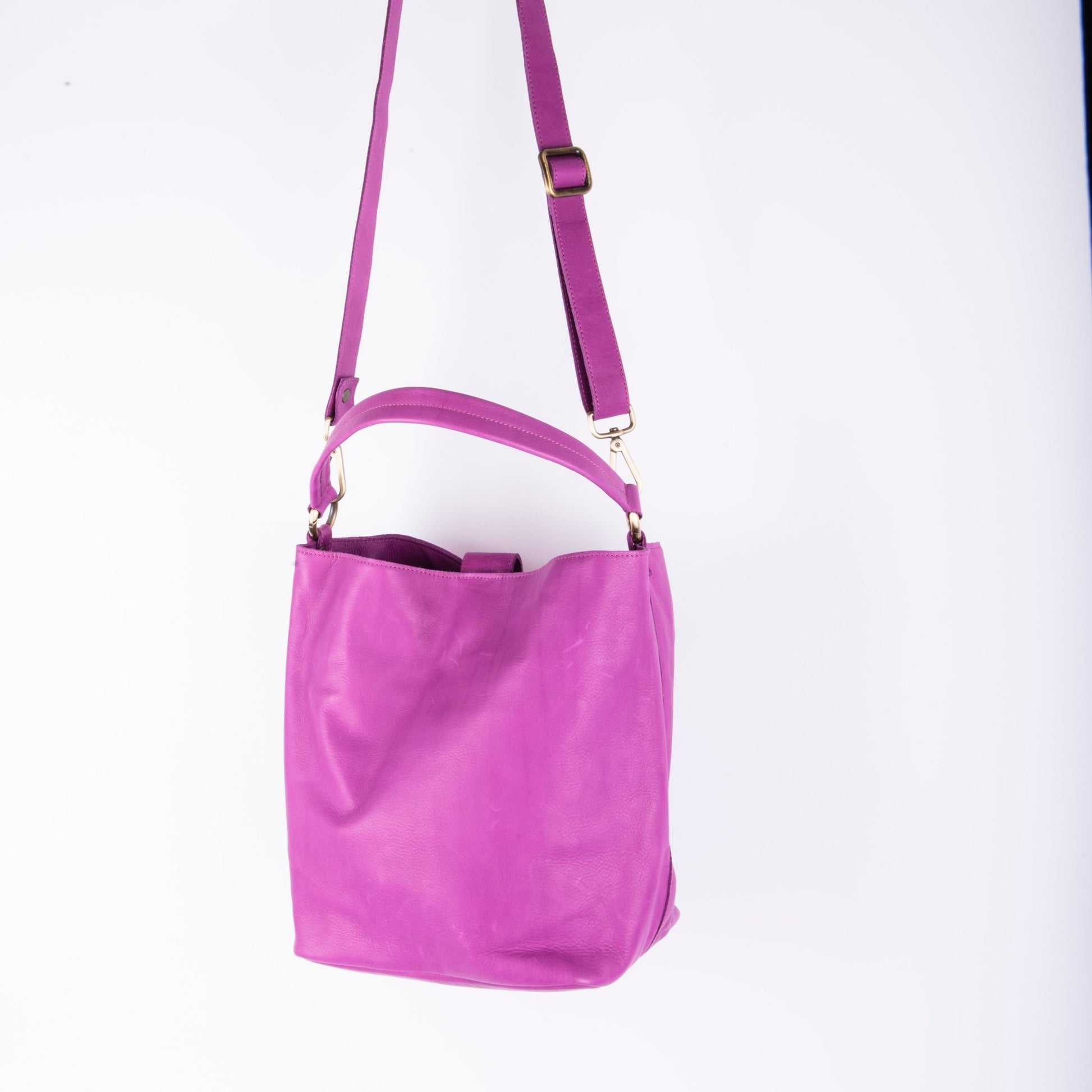 Minsk mousse buganville - borsa a spalla e tracolla in pelle morbida fuxia - Marta Ray