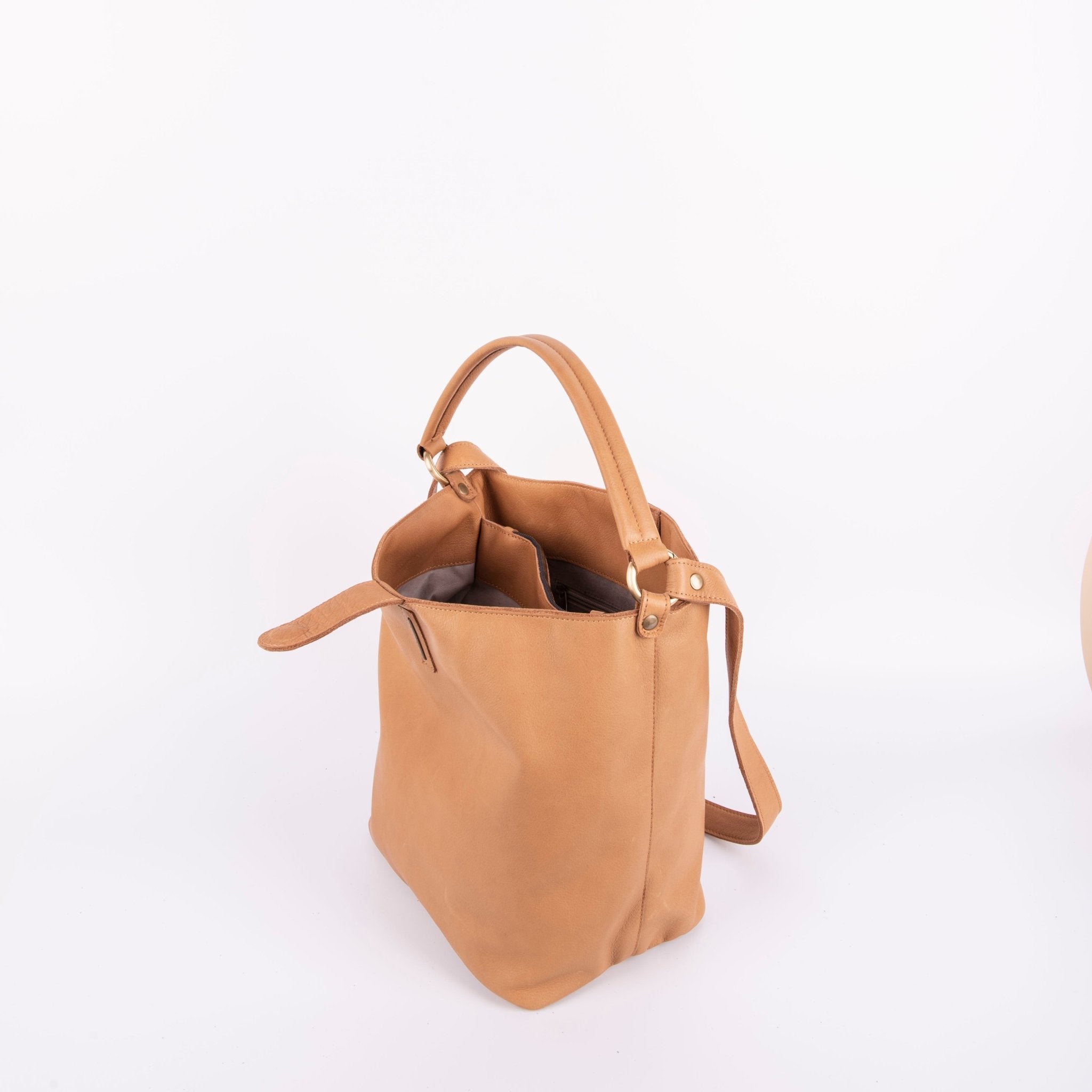 Minsk mousse camel - borsa a spalla e tracolla morbida in pelle beige - Marta Ray