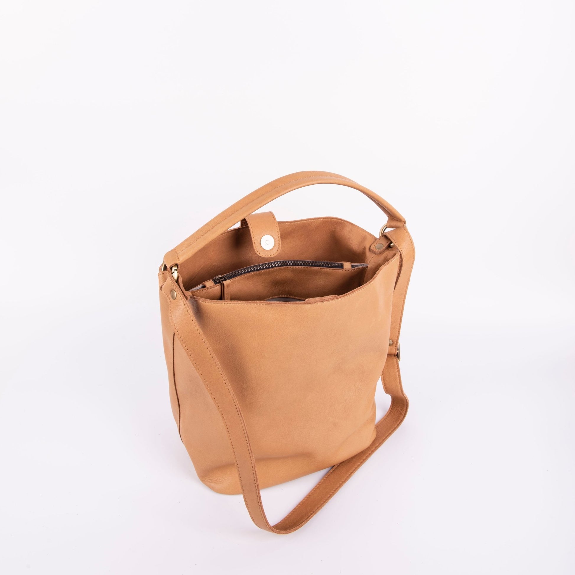 Minsk mousse camel - borsa a spalla e tracolla morbida in pelle beige - Marta Ray