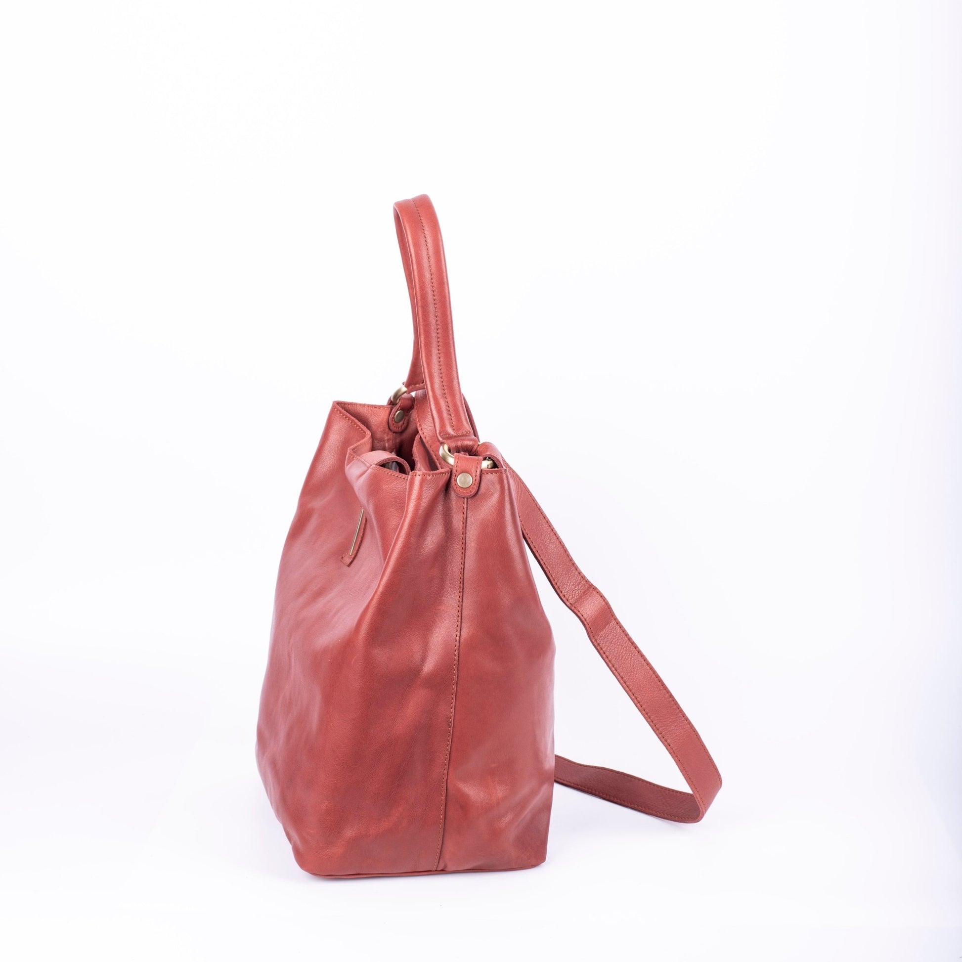 Minsk mousse cuoio inglese - borsa a spalla e tracolla in pelle morbida marrone - Marta Ray