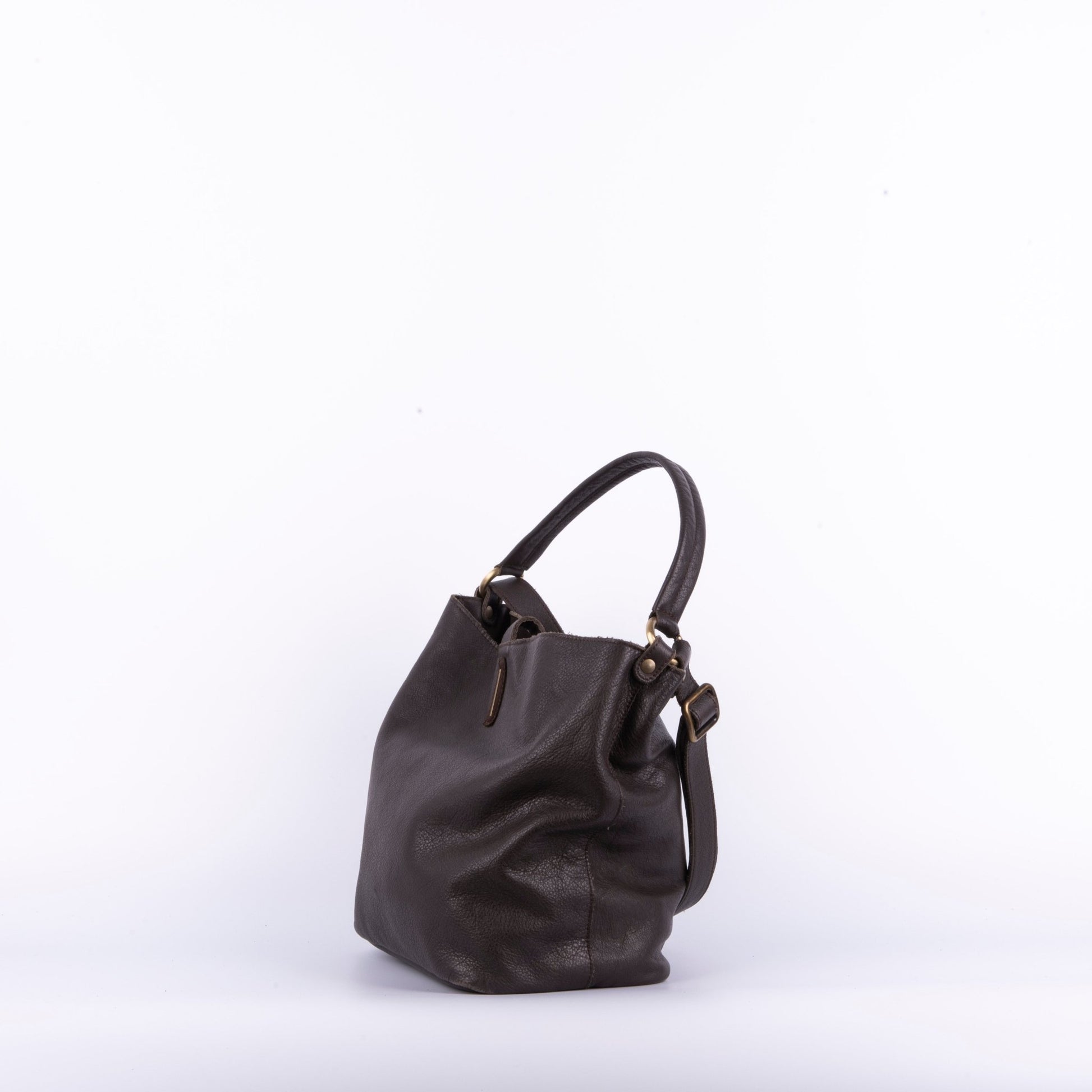 Minsk mousse ebano - borsa a spalla e tracolla in pelle morbida marrone - Marta Ray