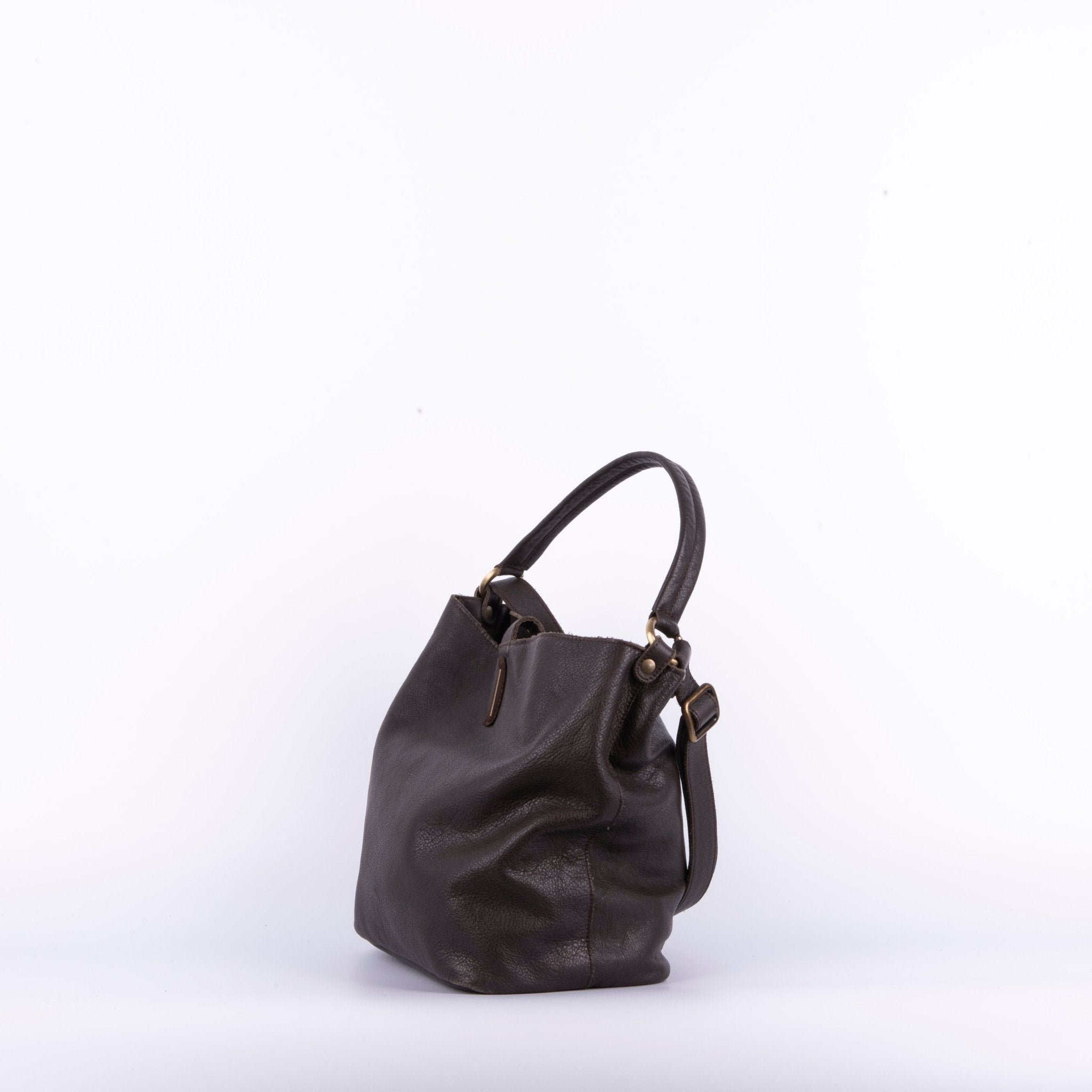 Minsk mousse ebano - borsa a spalla e tracolla in pelle morbida marrone - Marta Ray