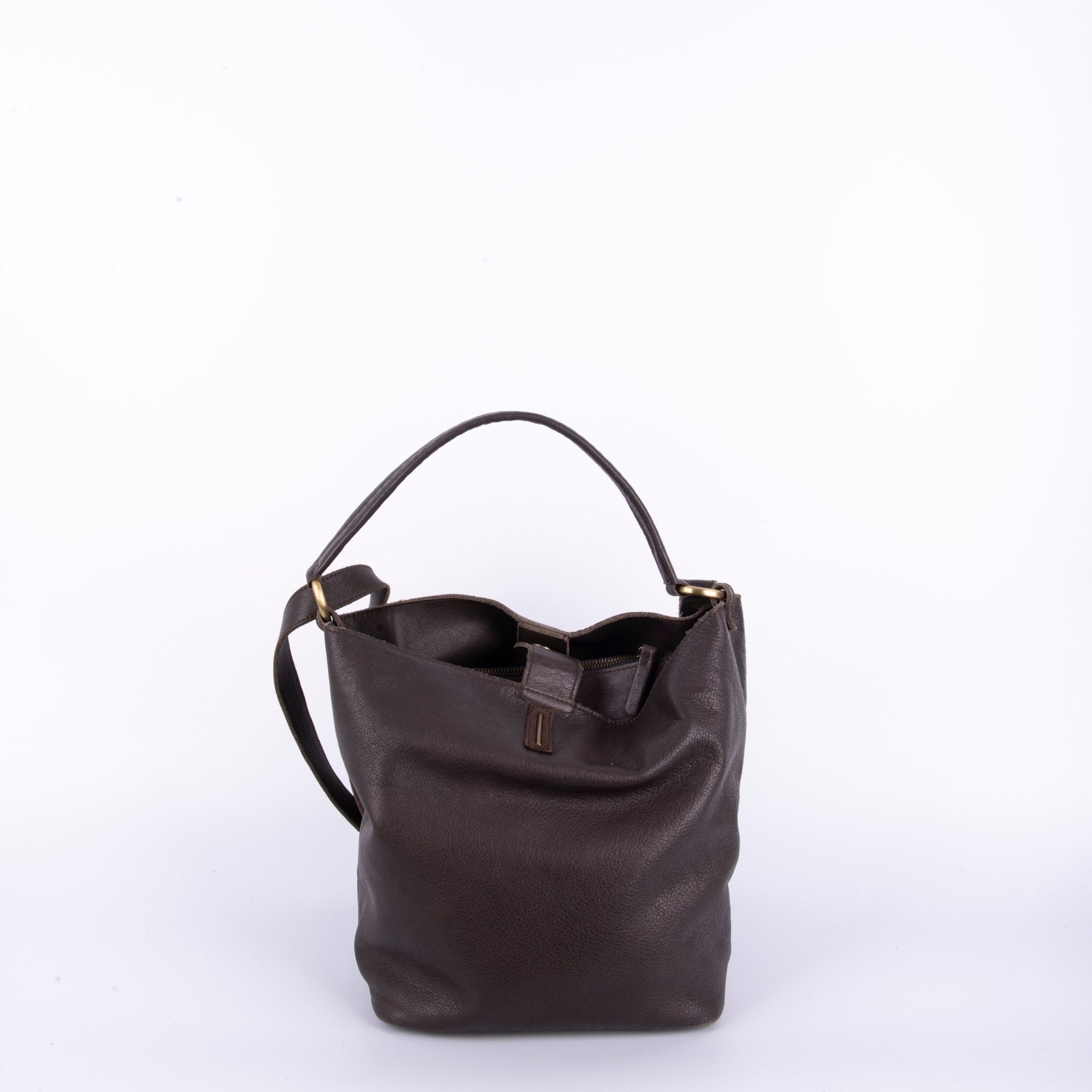 Minsk mousse ebano - borsa a spalla e tracolla in pelle morbida marrone - Marta Ray