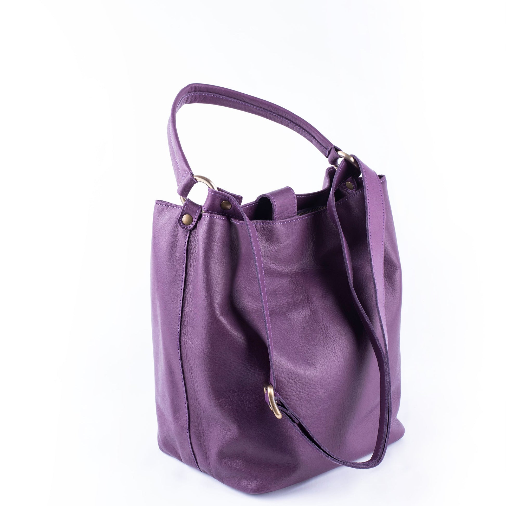 Minsk mousse grape wine - borsa a spalla e tracolla in pelle morbida viola - Marta Ray