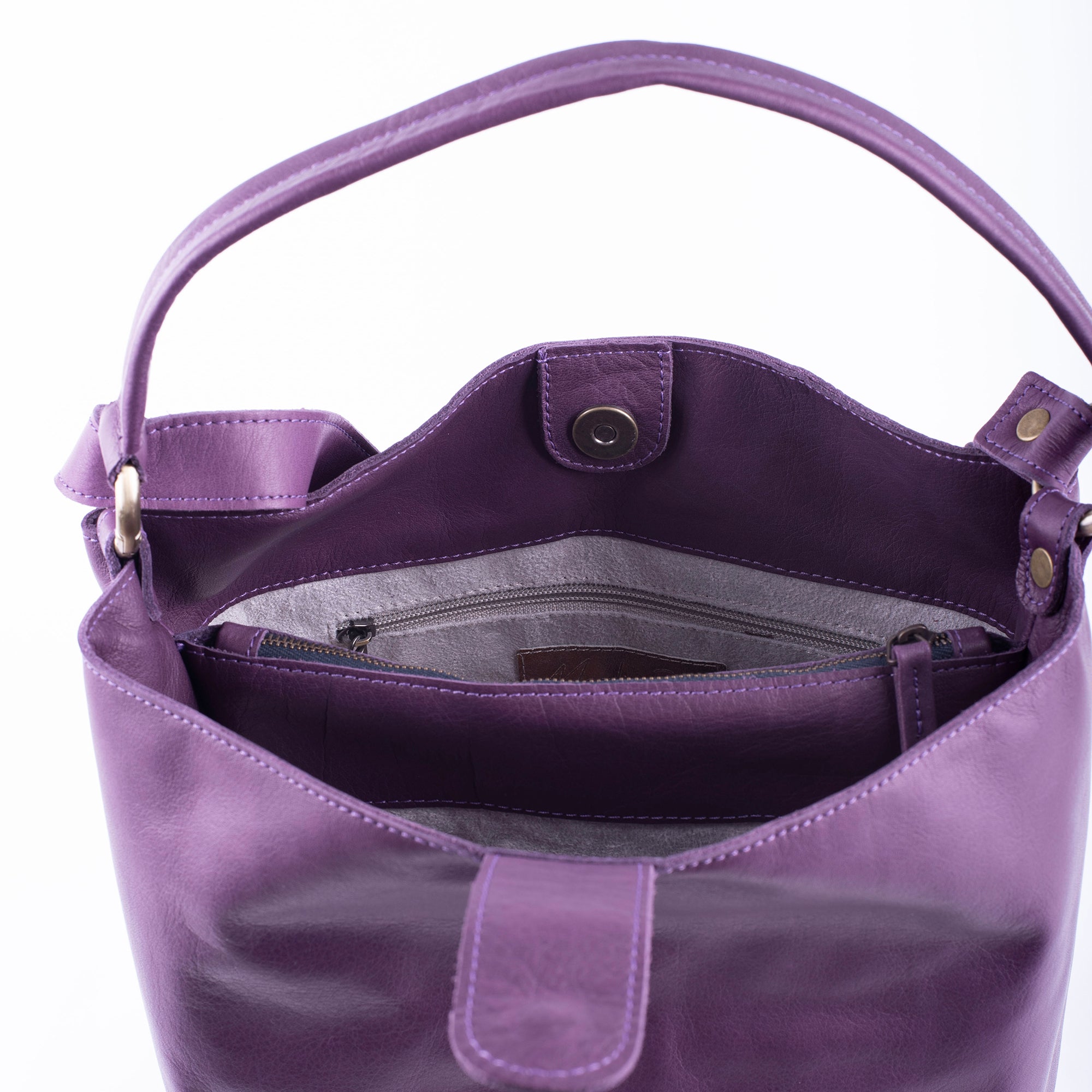 Minsk mousse grape wine - borsa a spalla e tracolla in pelle morbida viola - Marta Ray