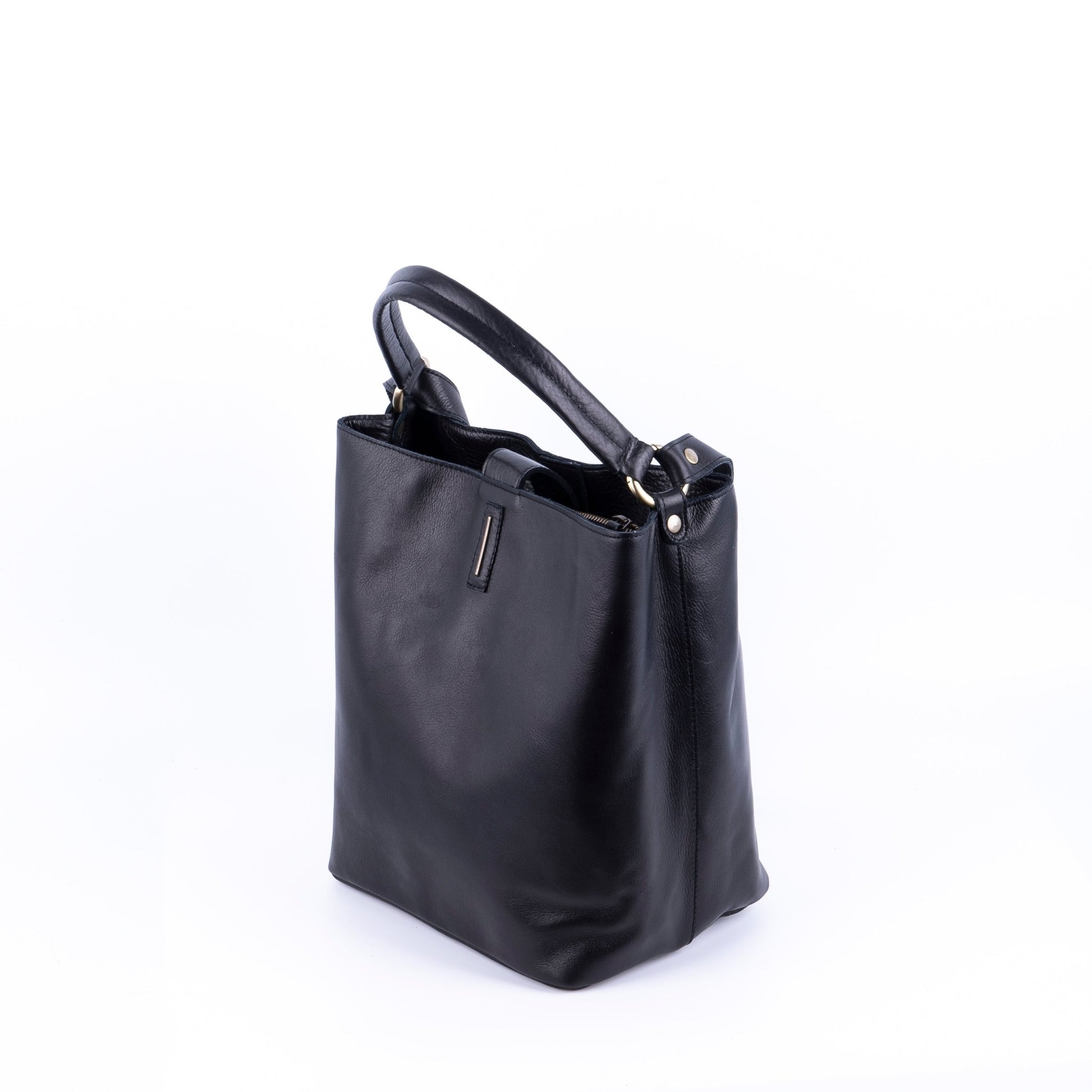 Minsk mousse nera - borsa a spalla e tracolla in pelle morbida nera - Marta Ray