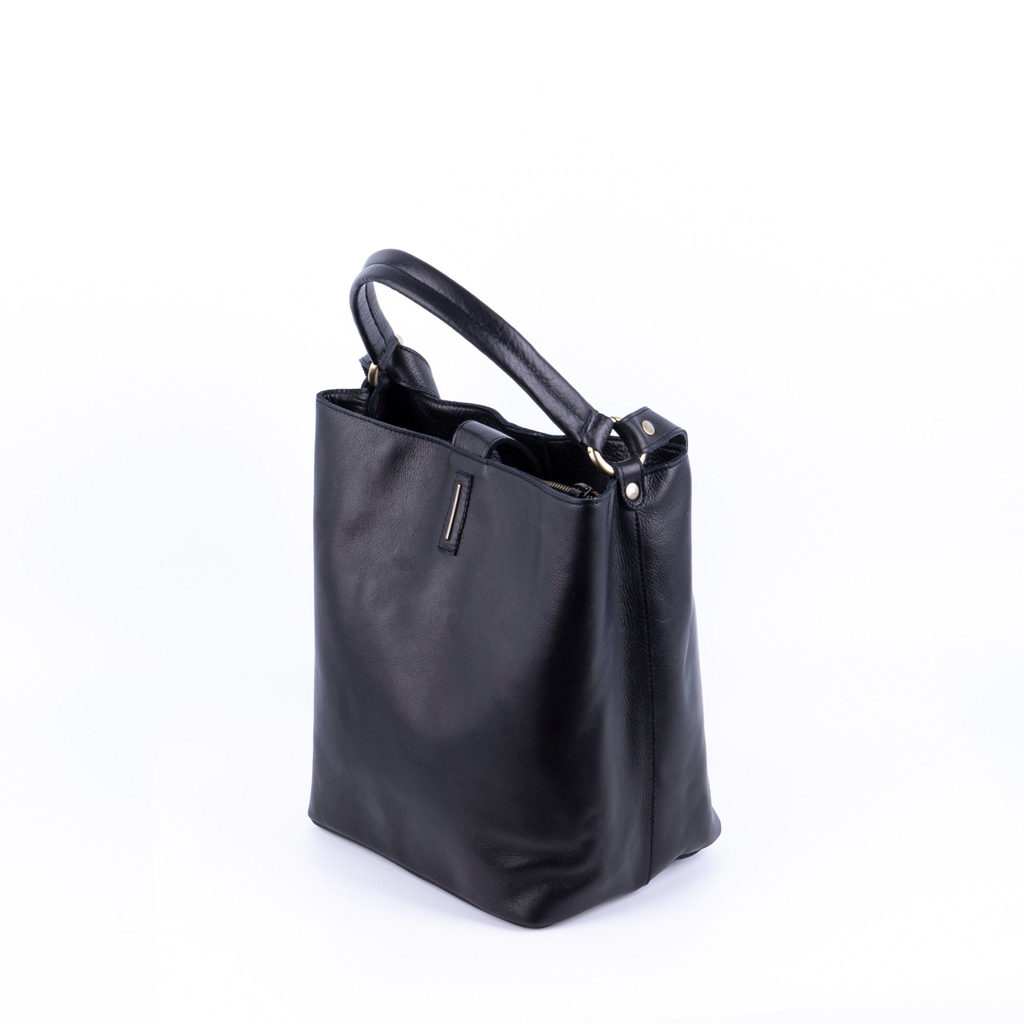 Minsk mousse nera - borsa a spalla e tracolla in pelle morbida nera - Marta Ray