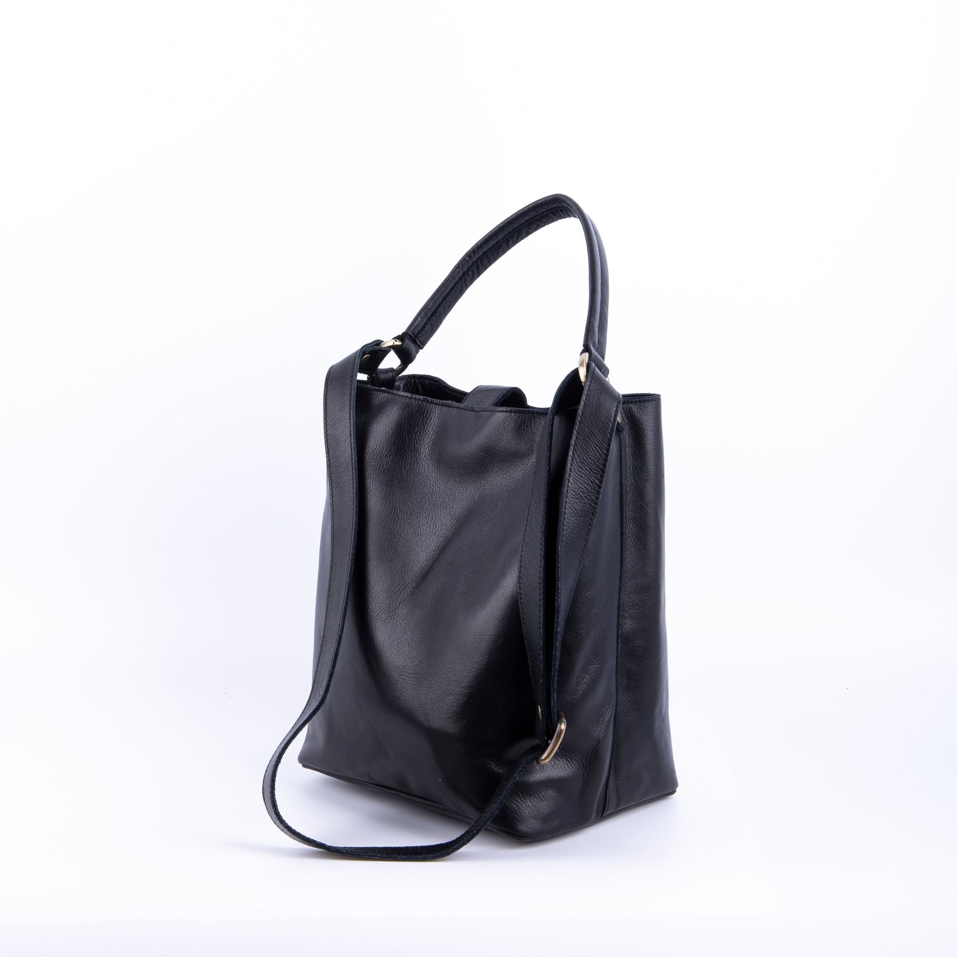 Minsk mousse nera - borsa a spalla e tracolla in pelle morbida nera - Marta Ray