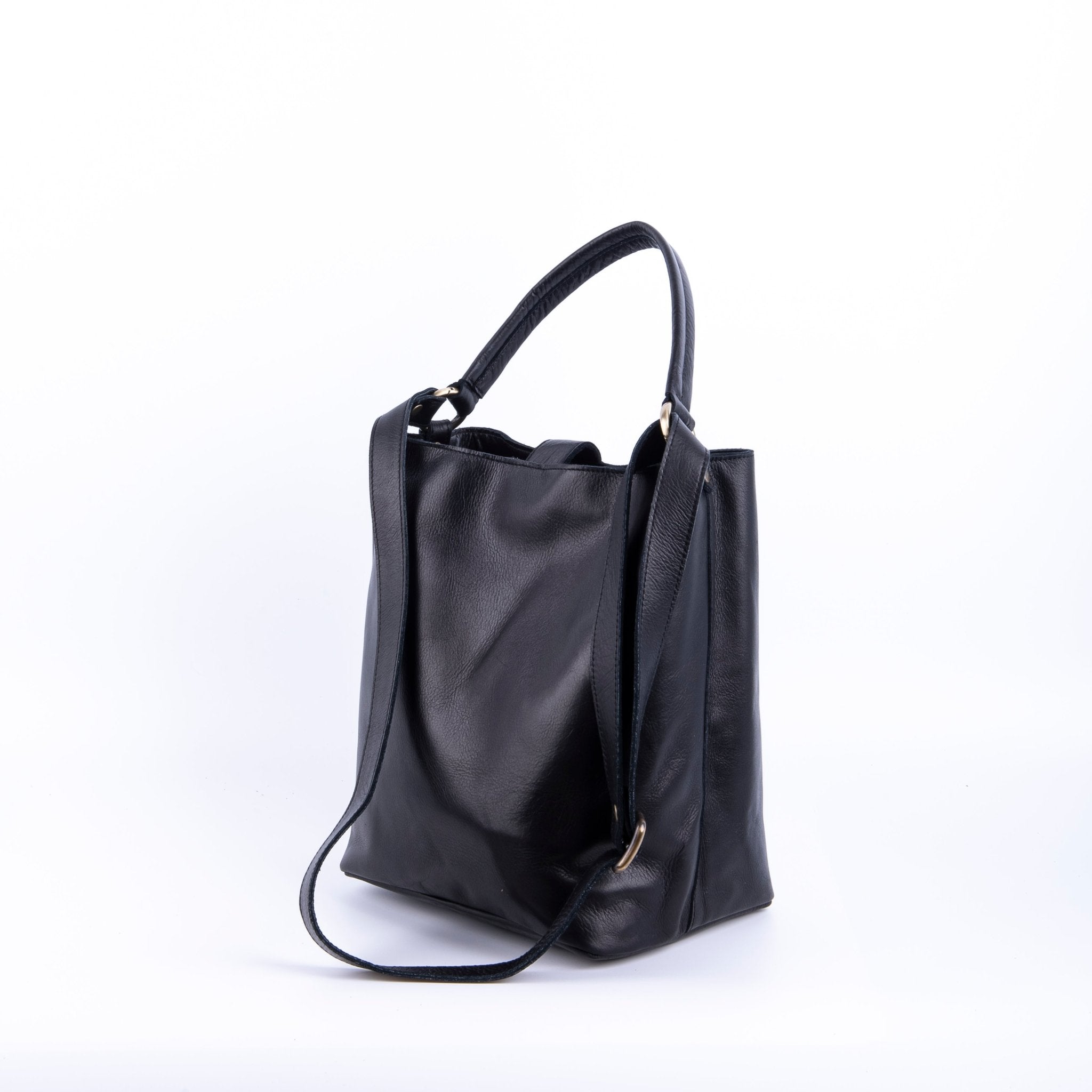 Minsk mousse nera - borsa a spalla e tracolla in pelle morbida nera - Marta Ray