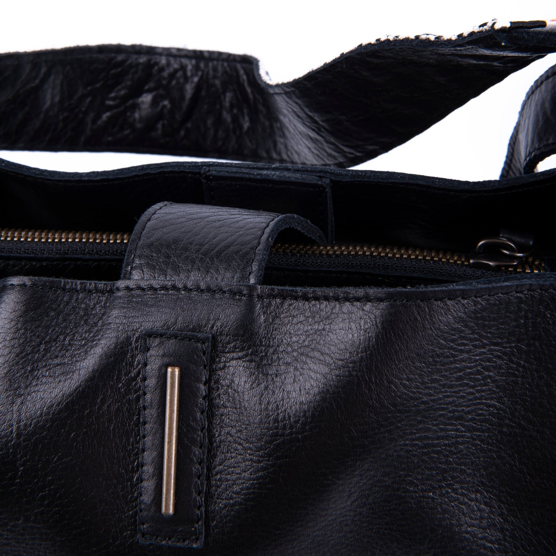 Minsk mousse nera+nastro boho nero - borsa a spalla e tracolla in pelle morbida nera - Marta Ray