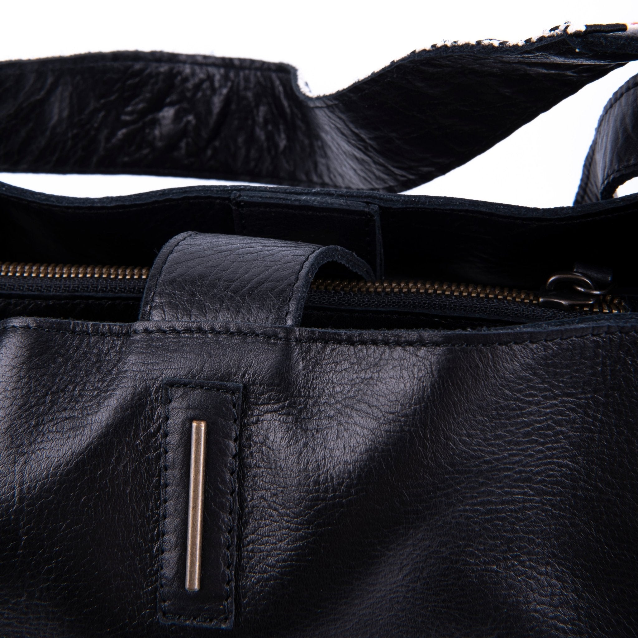 Minsk mousse nera+nastro boho nero - borsa a spalla e tracolla in pelle morbida nera - Marta Ray