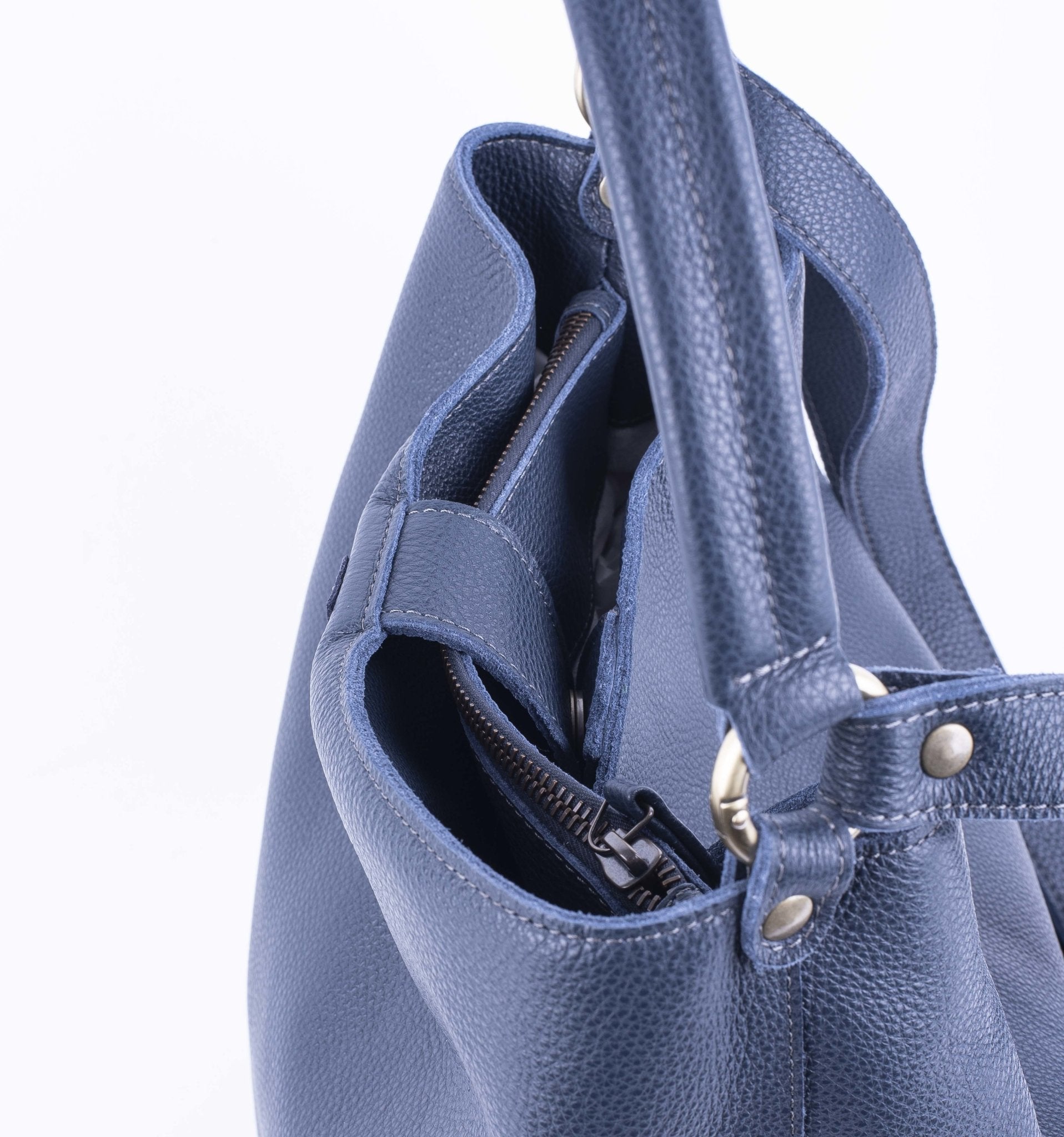 Minsk new york flag - borsa a spalla e tracolla in pelle morbida blu - Marta Ray