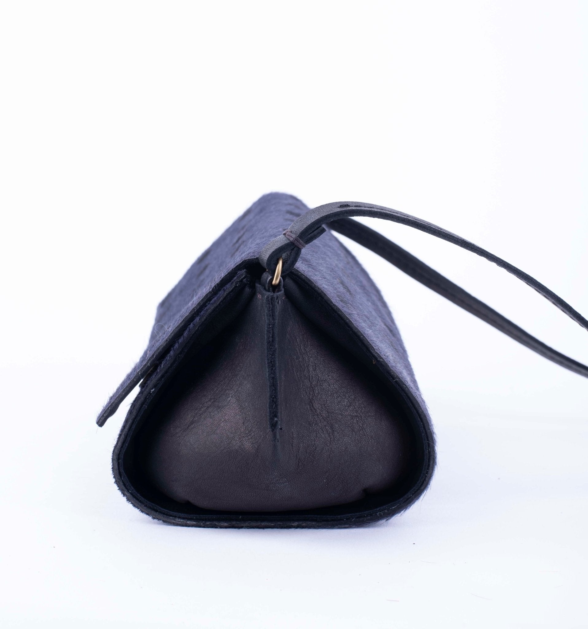 Minu cavallino fumo stampa pois neri - borsa piccola a tracolla grigio con pois neri - Marta Ray