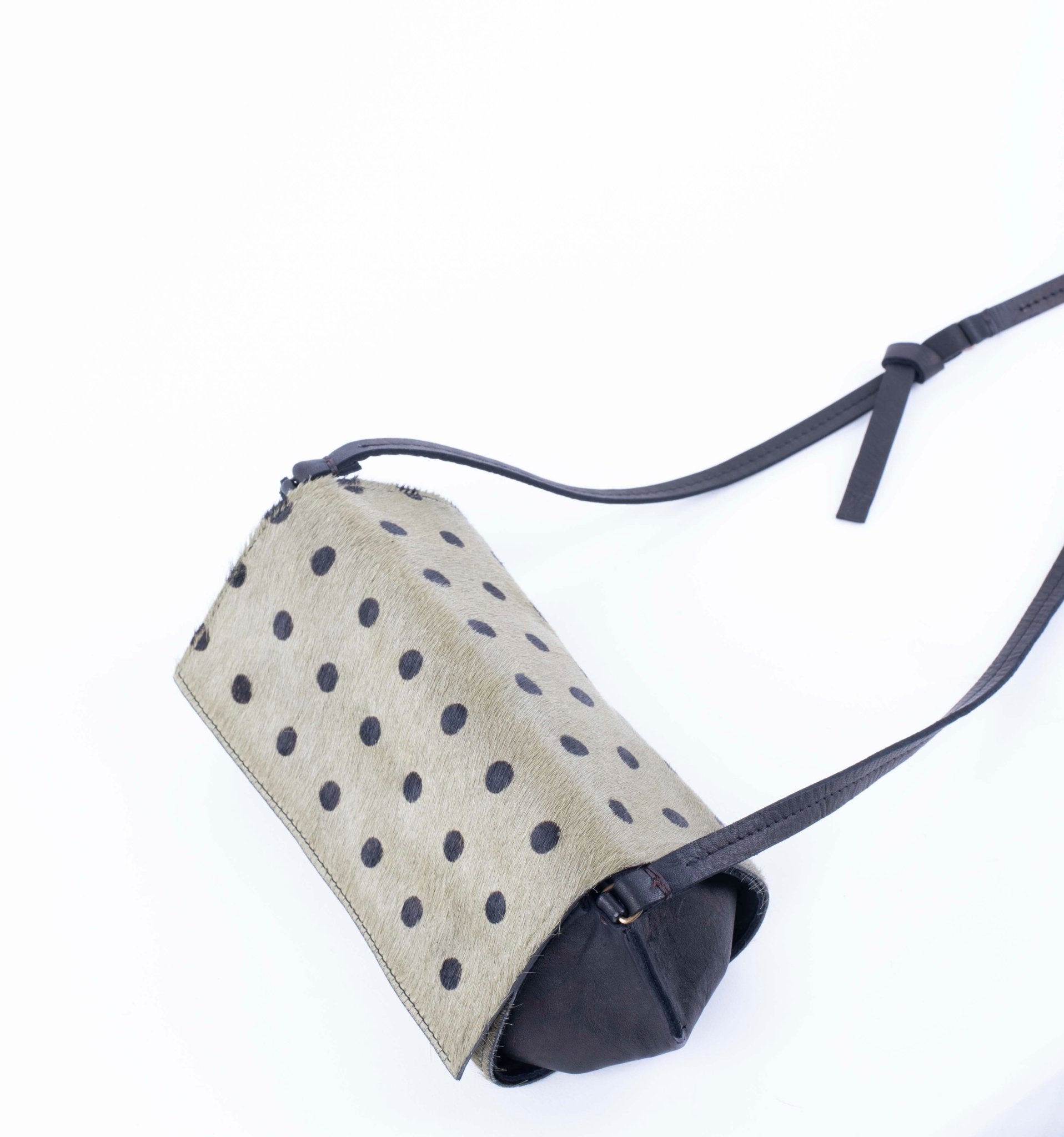 Minu cavallino verde stampa pois neri - borsa piccola a tracolla verde a pois neri - Marta Ray