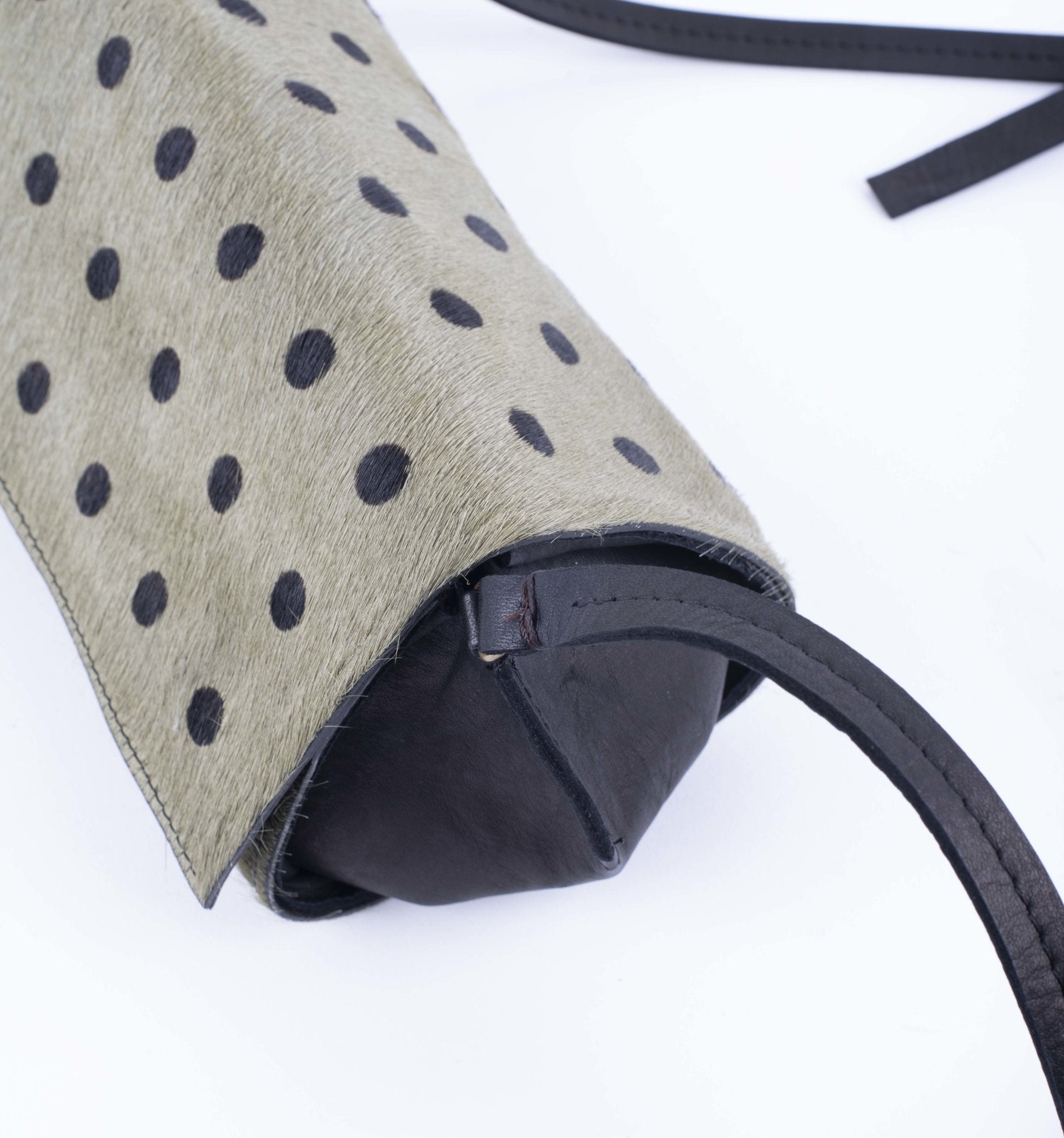 Minu cavallino verde stampa pois neri - borsa piccola a tracolla verde a pois neri - Marta Ray