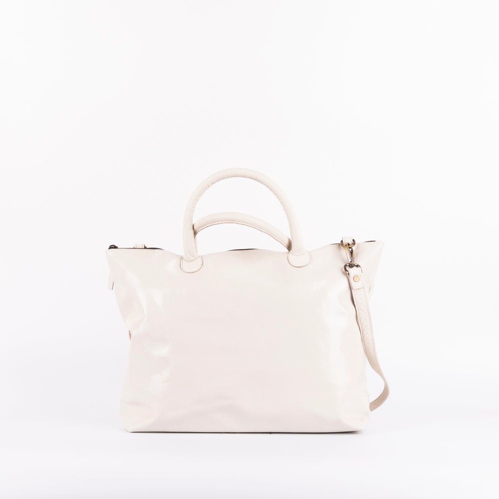 Miriam vernice+mousse greige - borsa in pelle bianca - Marta Ray
