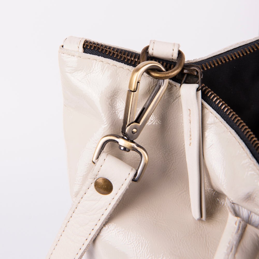 Miriam vernice+mousse greige - borsa in pelle bianca - Marta Ray