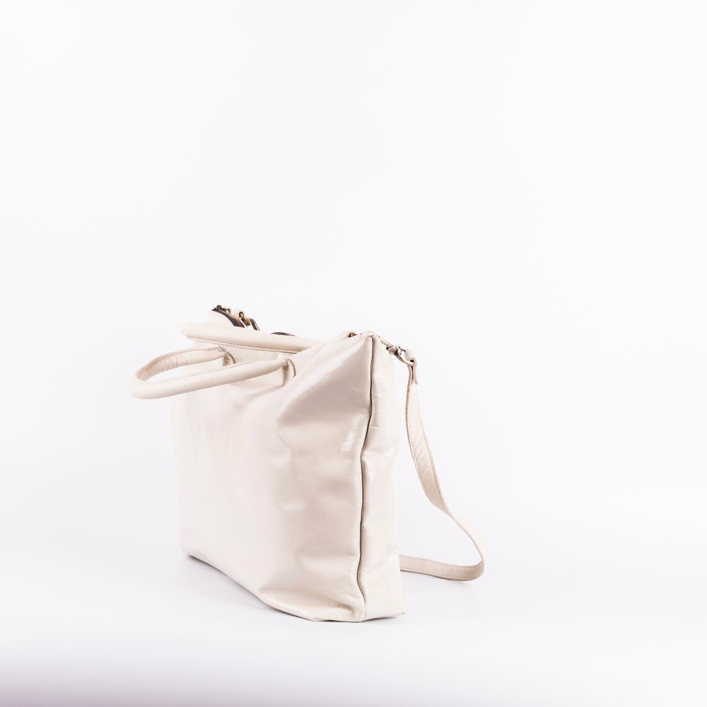 Miriam vernice+mousse greige - borsa in pelle bianca - Marta Ray
