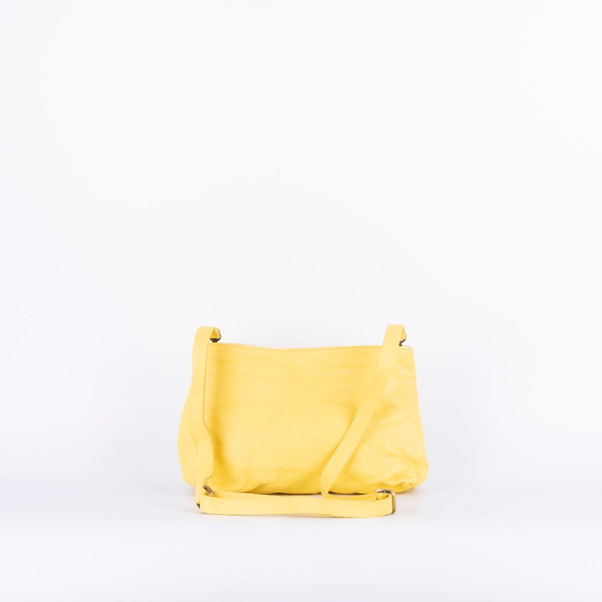 Mizuki mousse bicolor cedro/gesso - borsa a tracolla in pelle gialla - Marta Ray