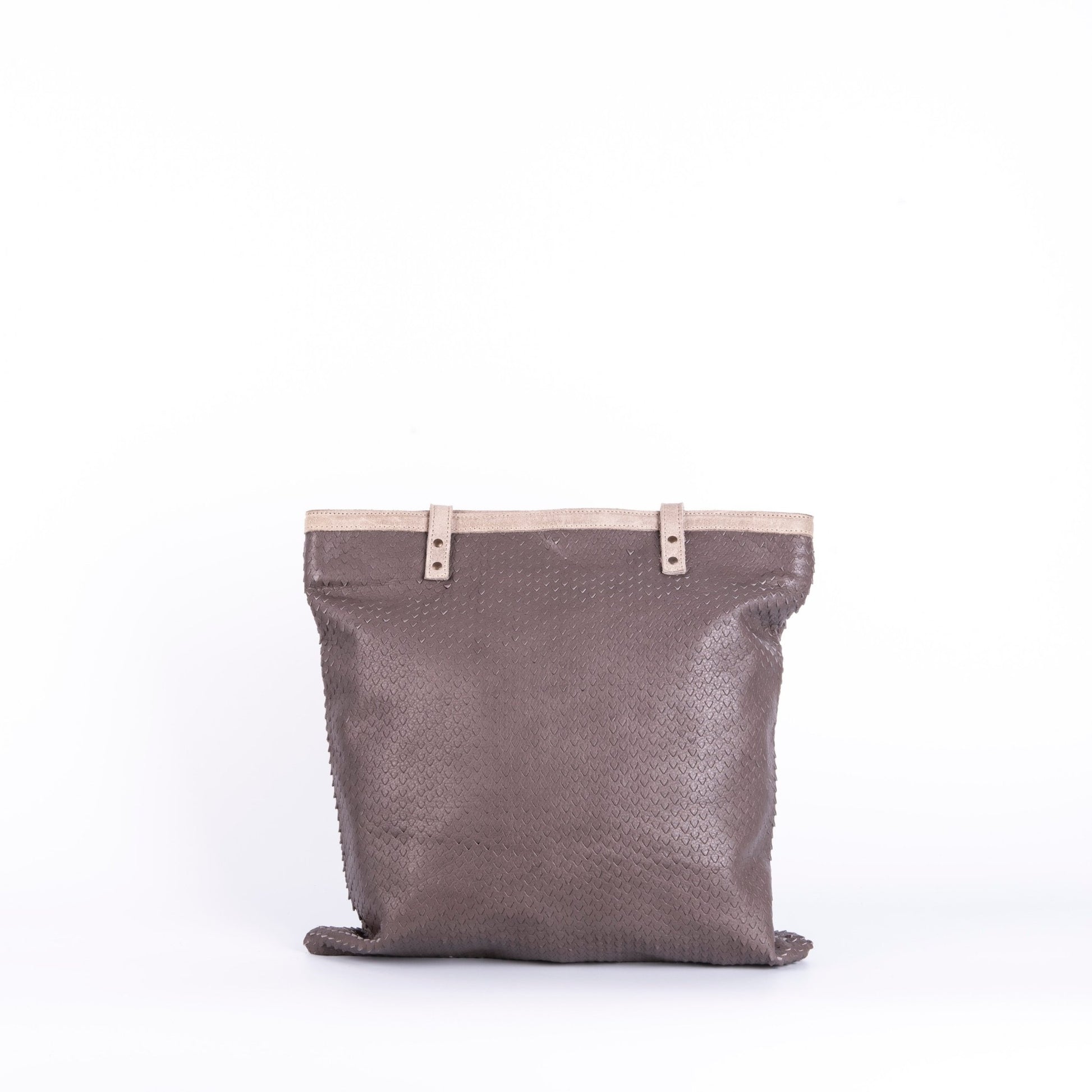 Monya mousse traforato squametta grigia - borsa shopping in pelle traforata grigia - Marta Ray