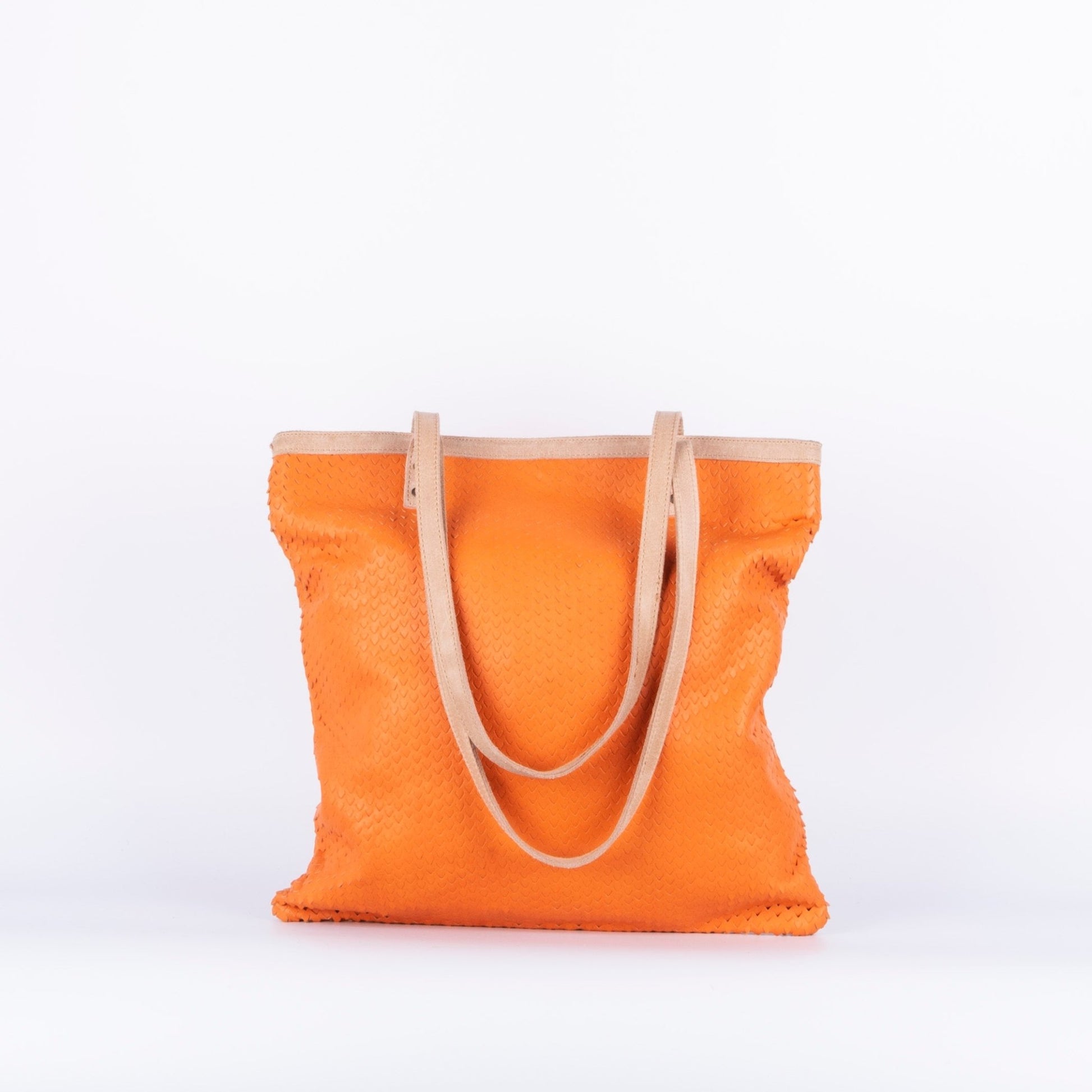 Monya squametta arancio cuoio - shopper in pelle arancione - Marta Ray