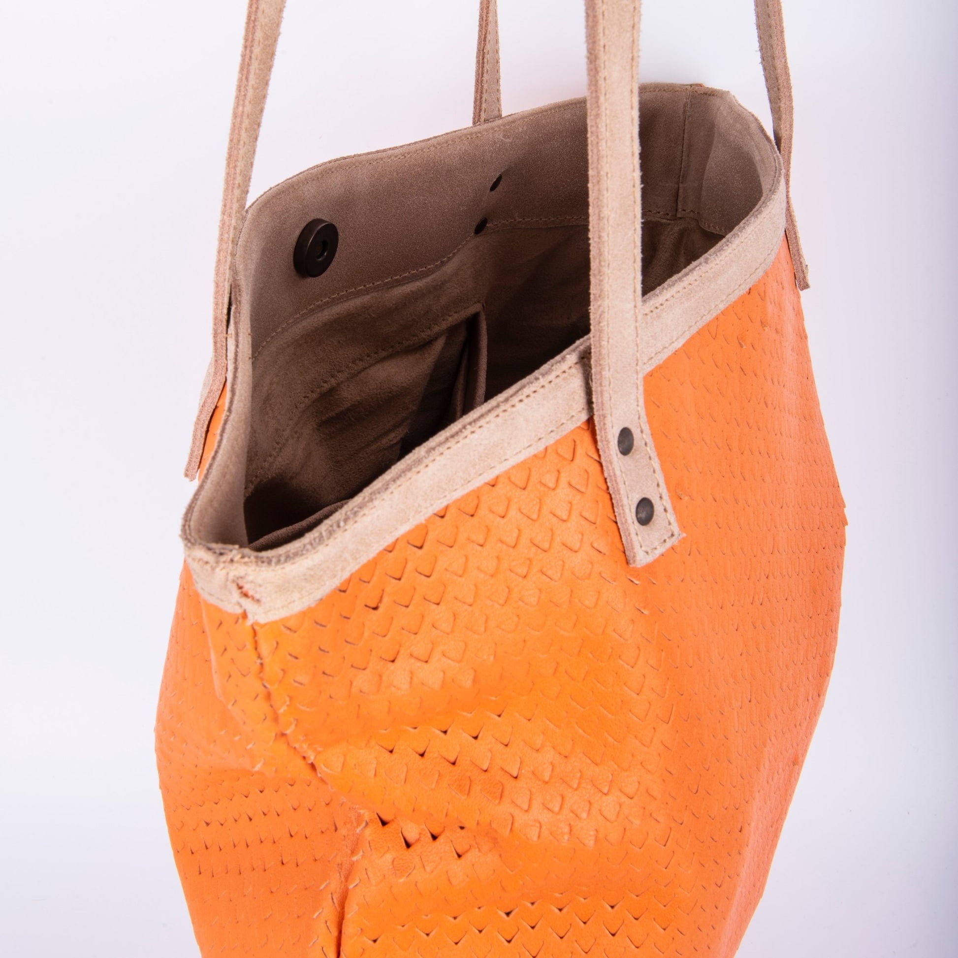 Monya squametta arancio cuoio - shopper in pelle arancione - Marta Ray