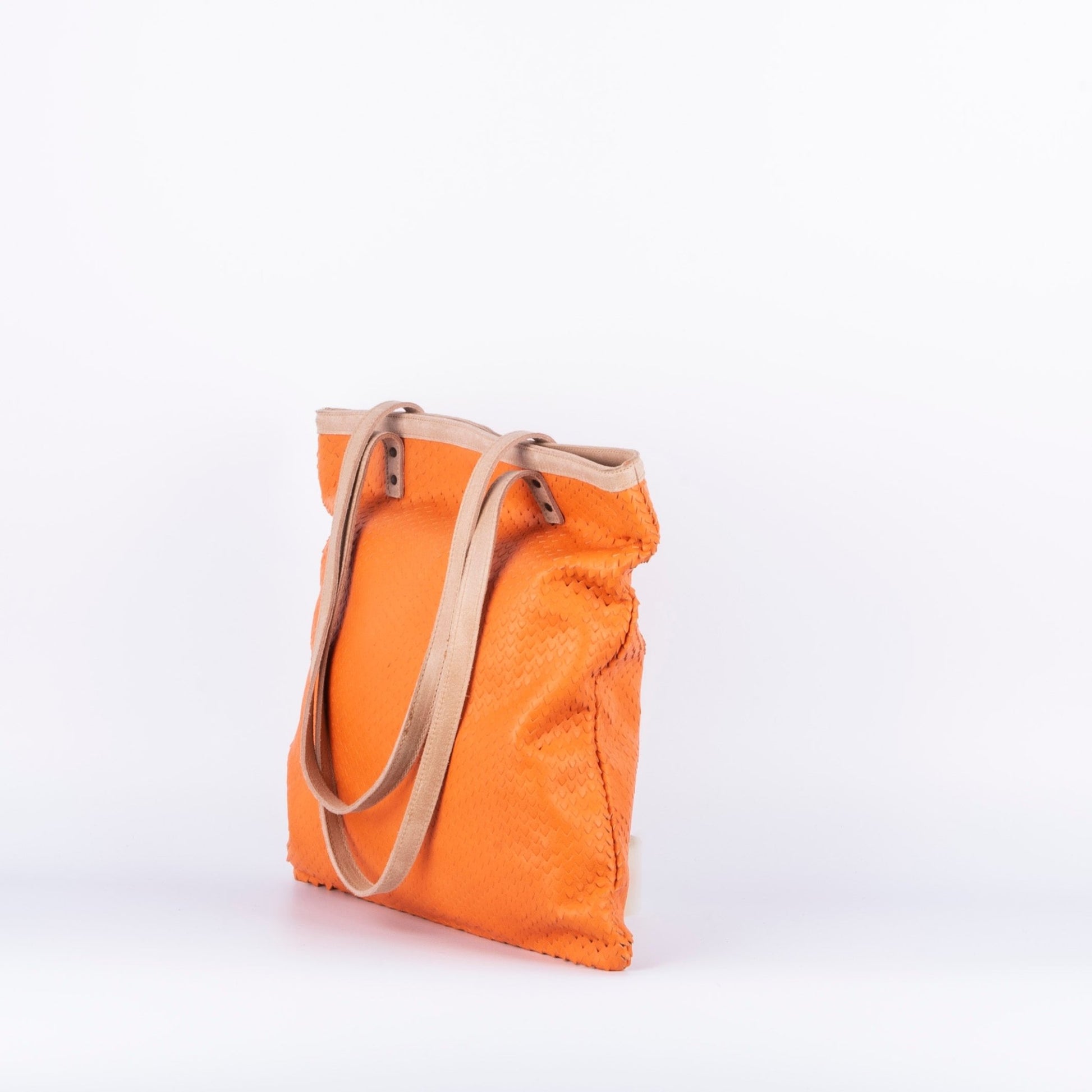 Monya squametta arancio cuoio - shopper in pelle arancione - Marta Ray