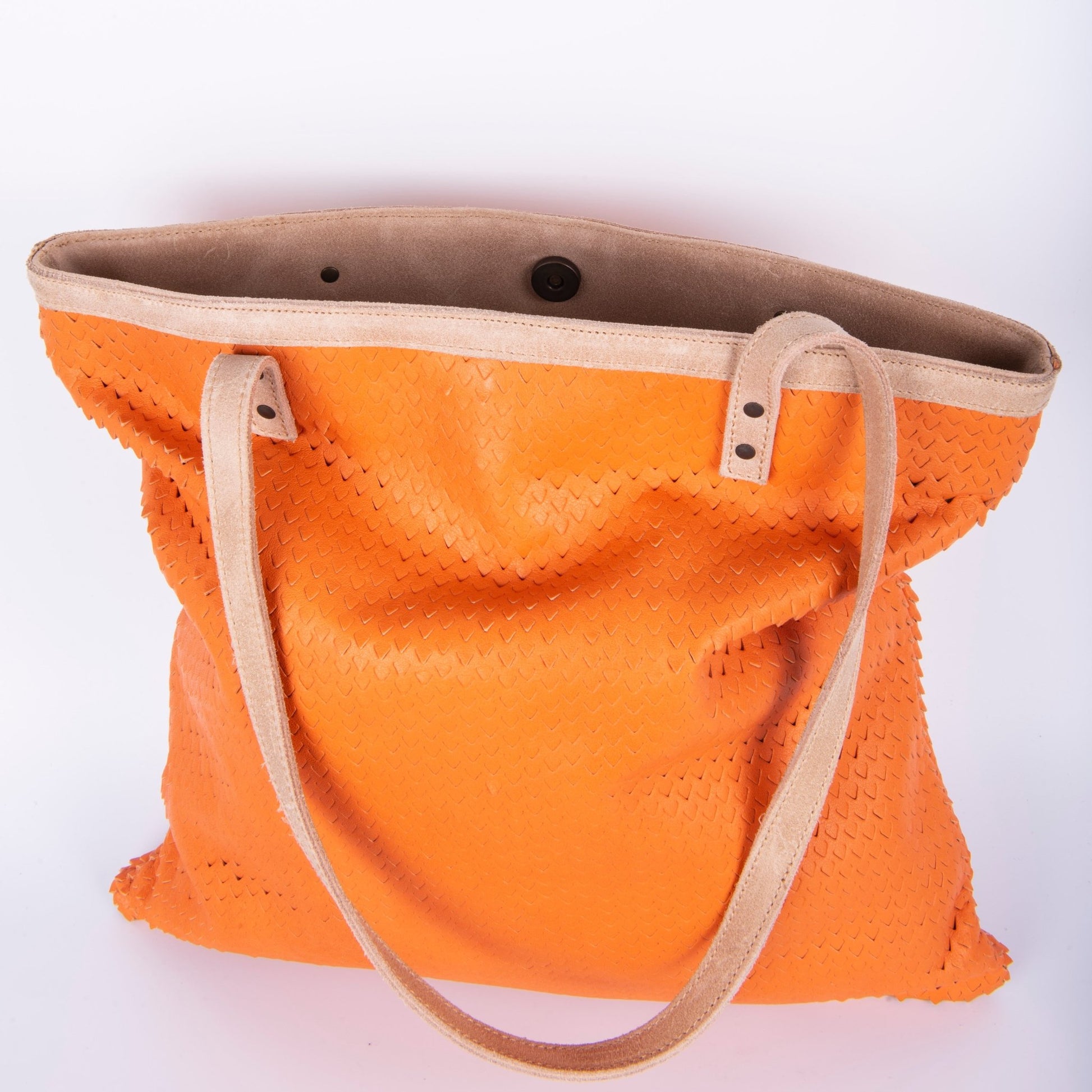 Monya squametta arancio cuoio - shopper in pelle arancione - Marta Ray