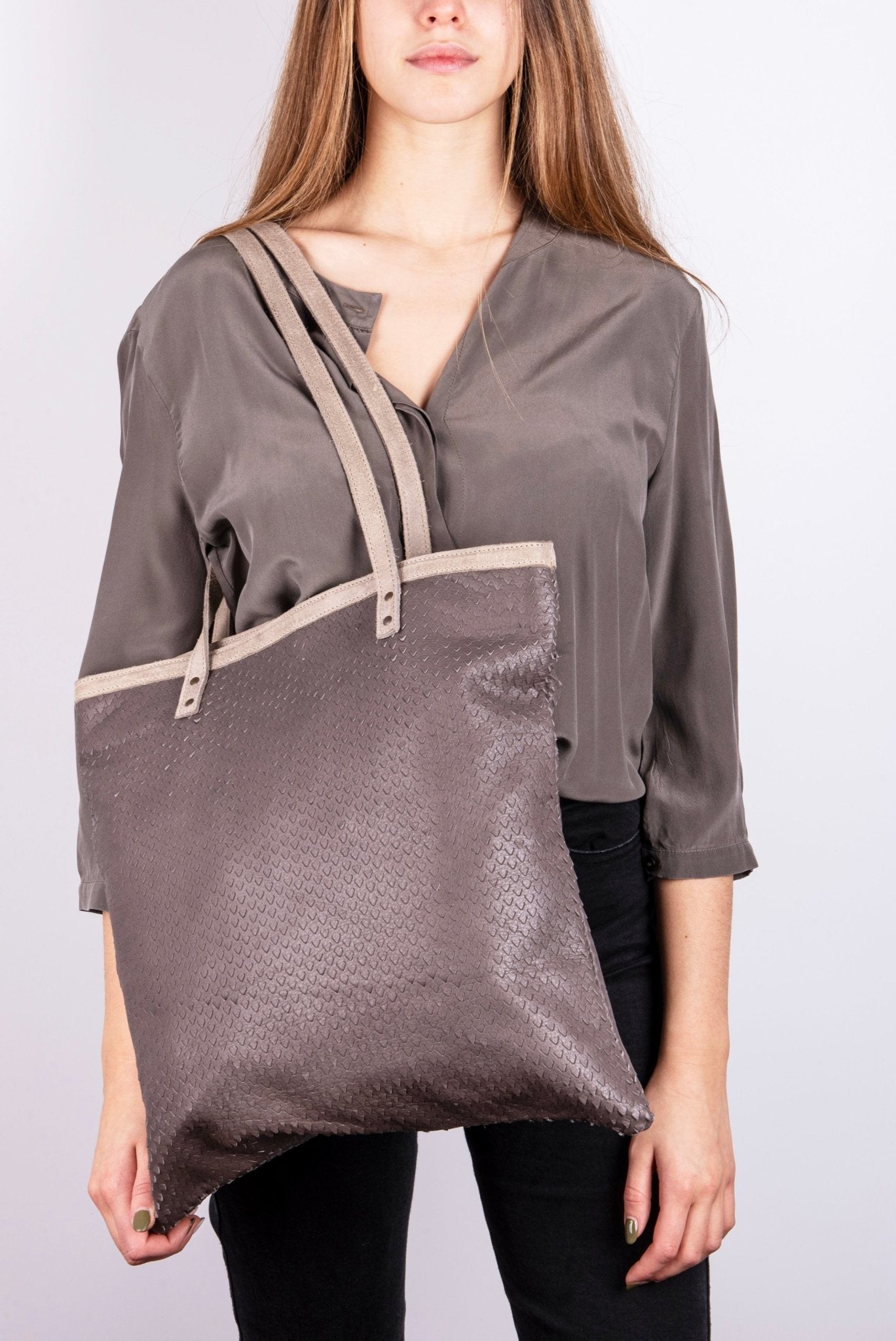 Monya squametta arancio cuoio - shopper in pelle arancione - Marta Ray