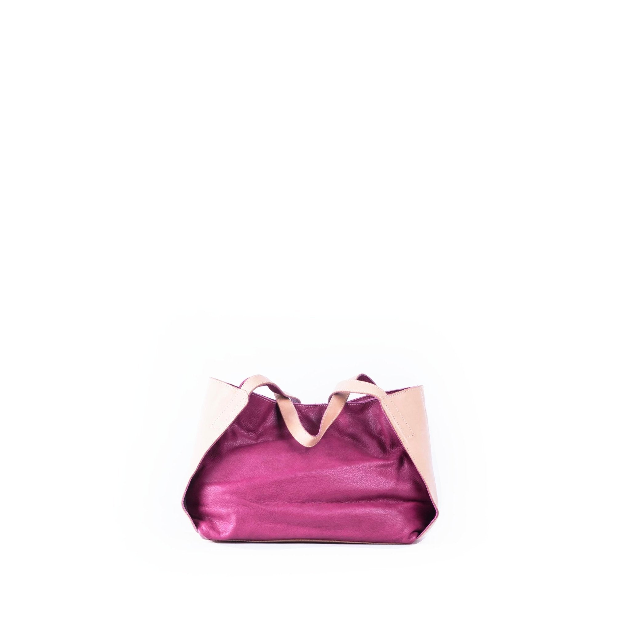 Nelly mousse fucsia e cuoio naturale - borsa a spalla e tracolla in pelle fucsia e beige - Marta Ray