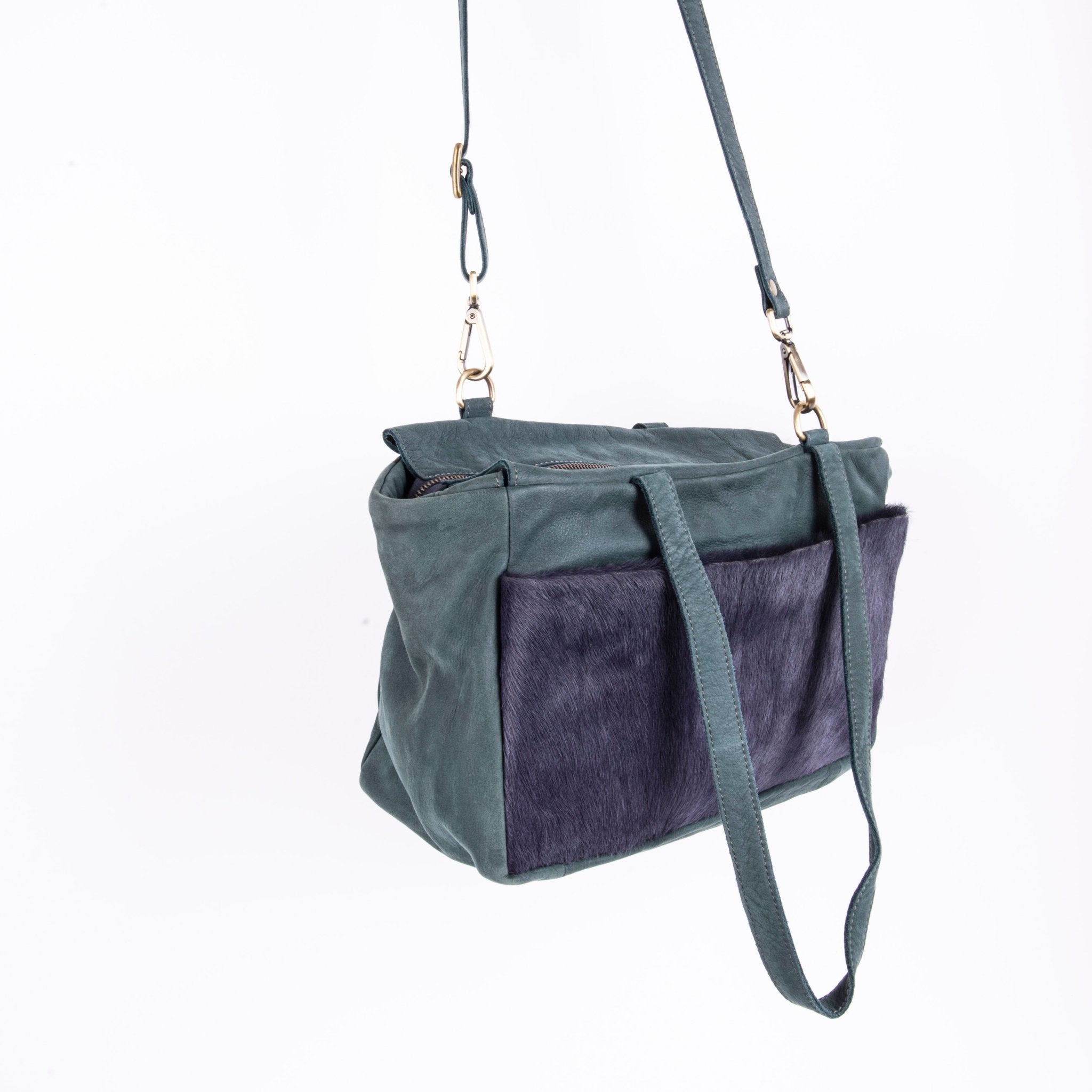 New Adele mousse/cavallino ottanio/fumo - borsa a tracolla in pelle verde - Marta Ray